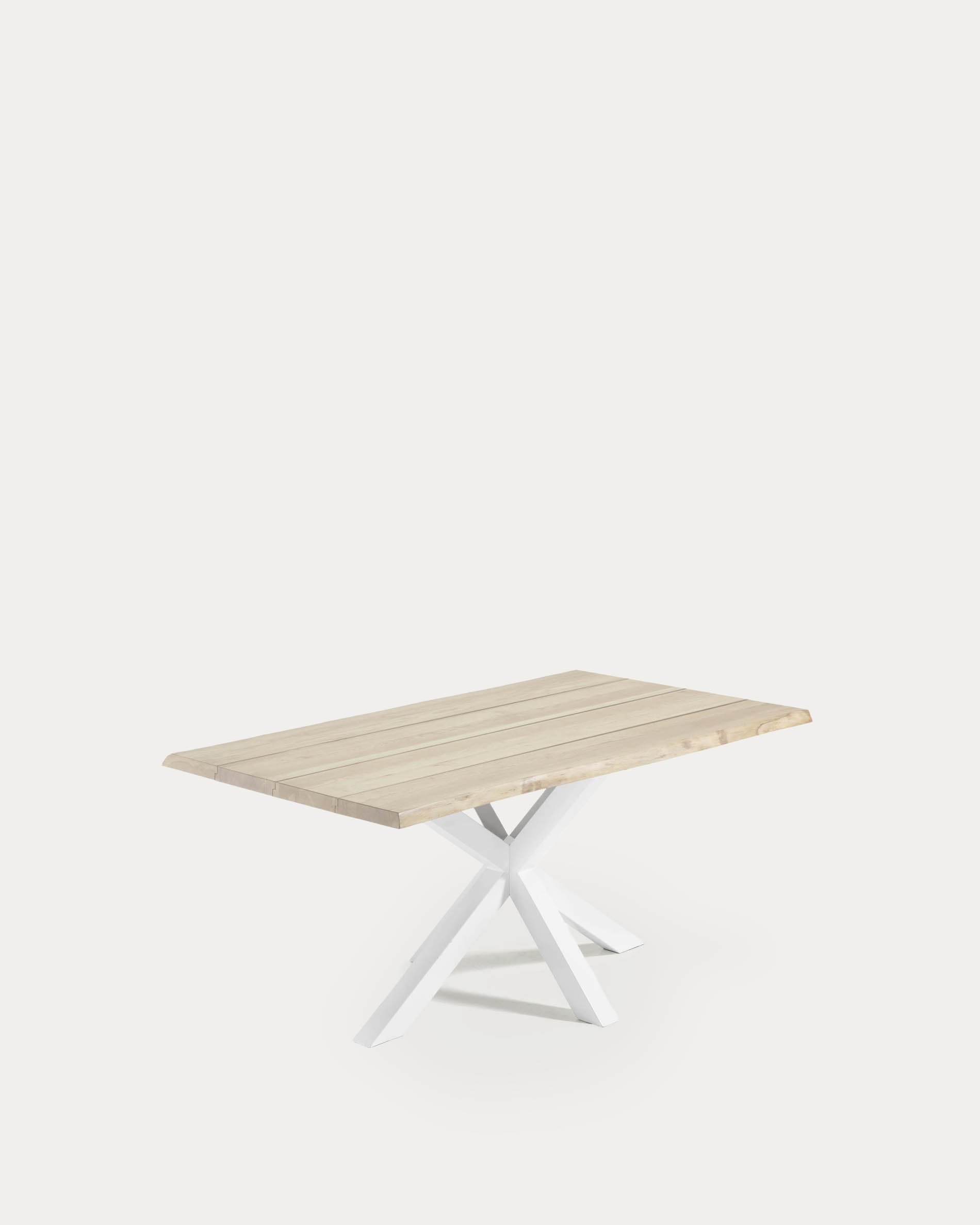 Argo oak veneer table with a whitewashed finish and white steel legs, 160 x 90 cm - Product View