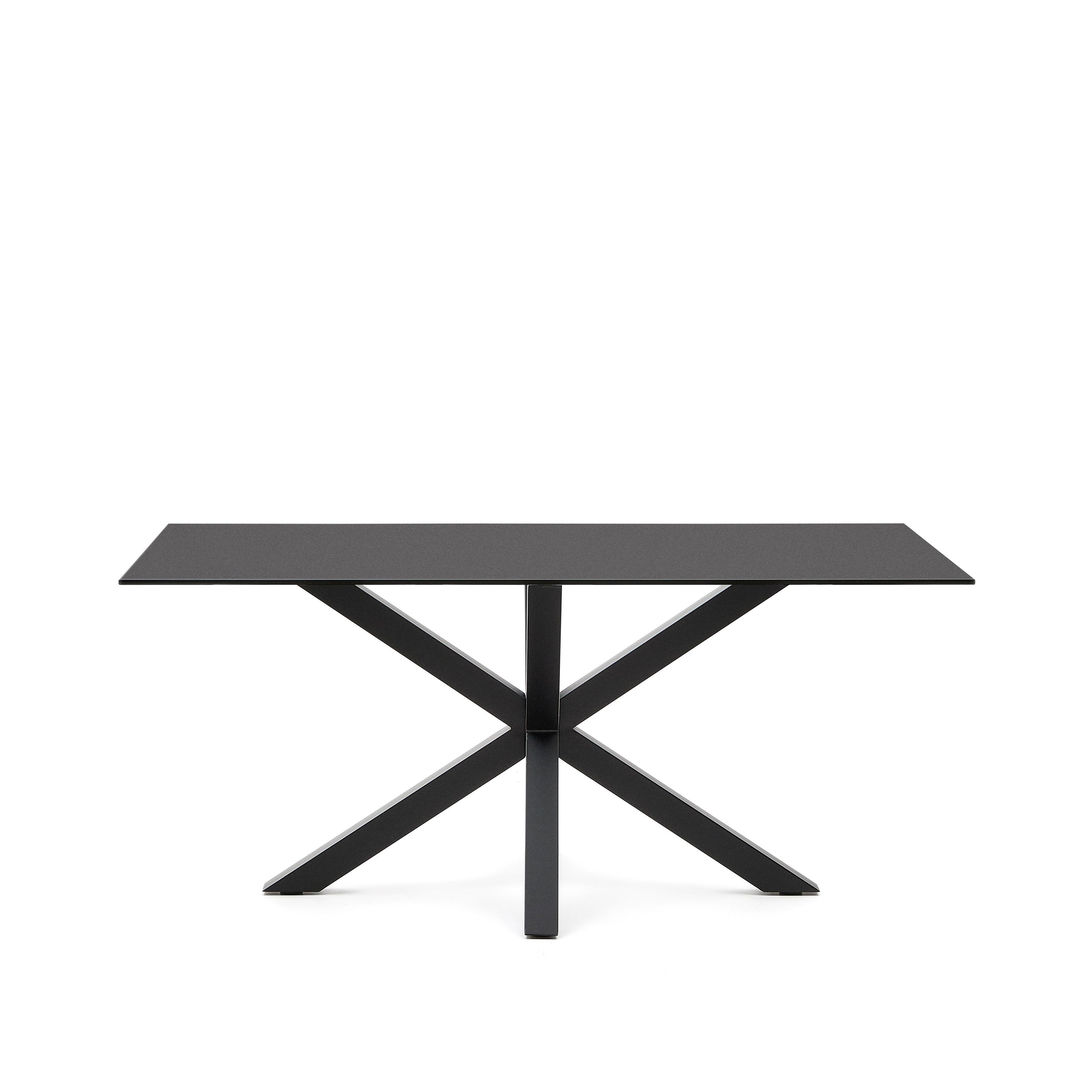 Argo table with black glass and black steel legs 160 x 90 cm - Product Image