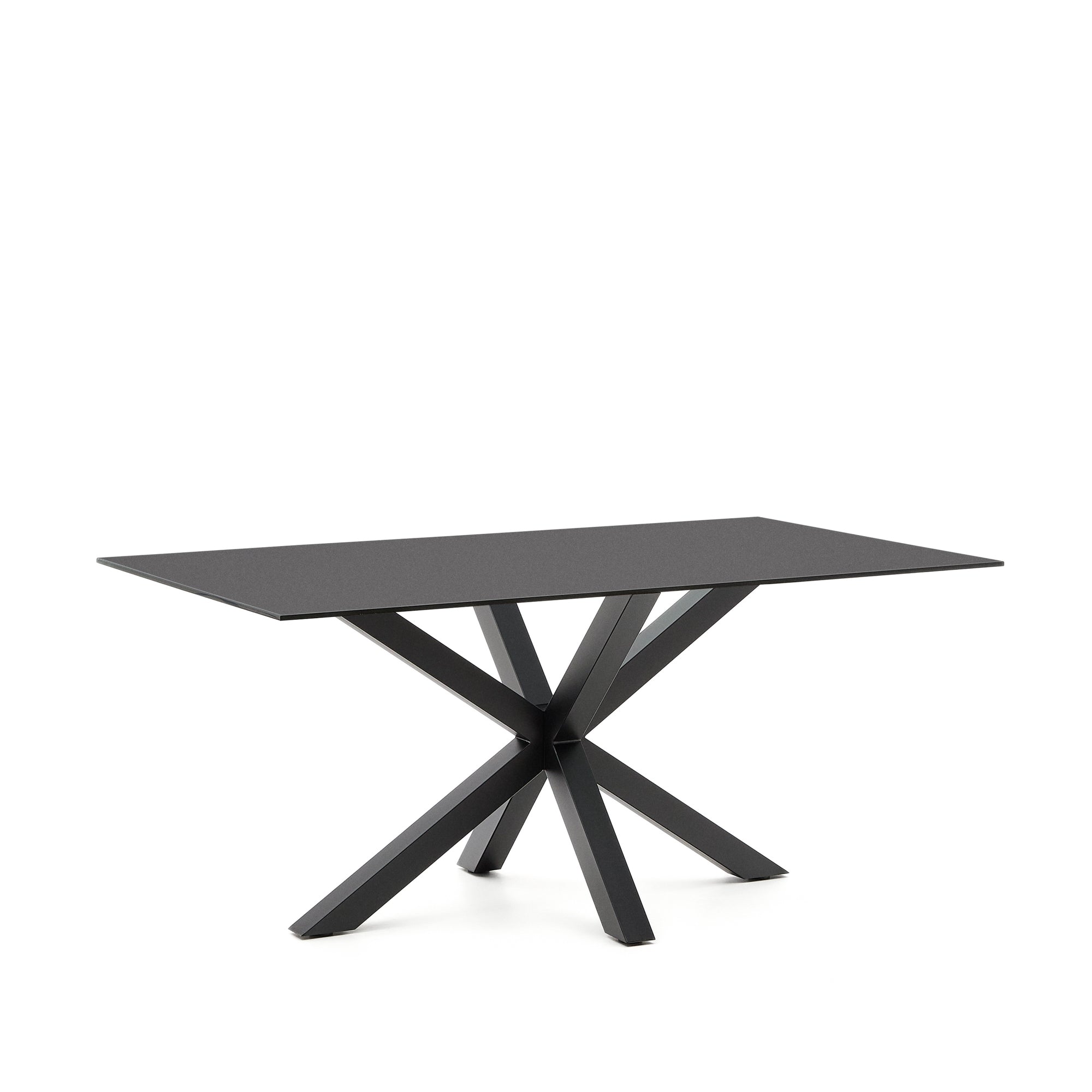 Argo table with black glass and black steel legs 160 x 90 cm - Product Image