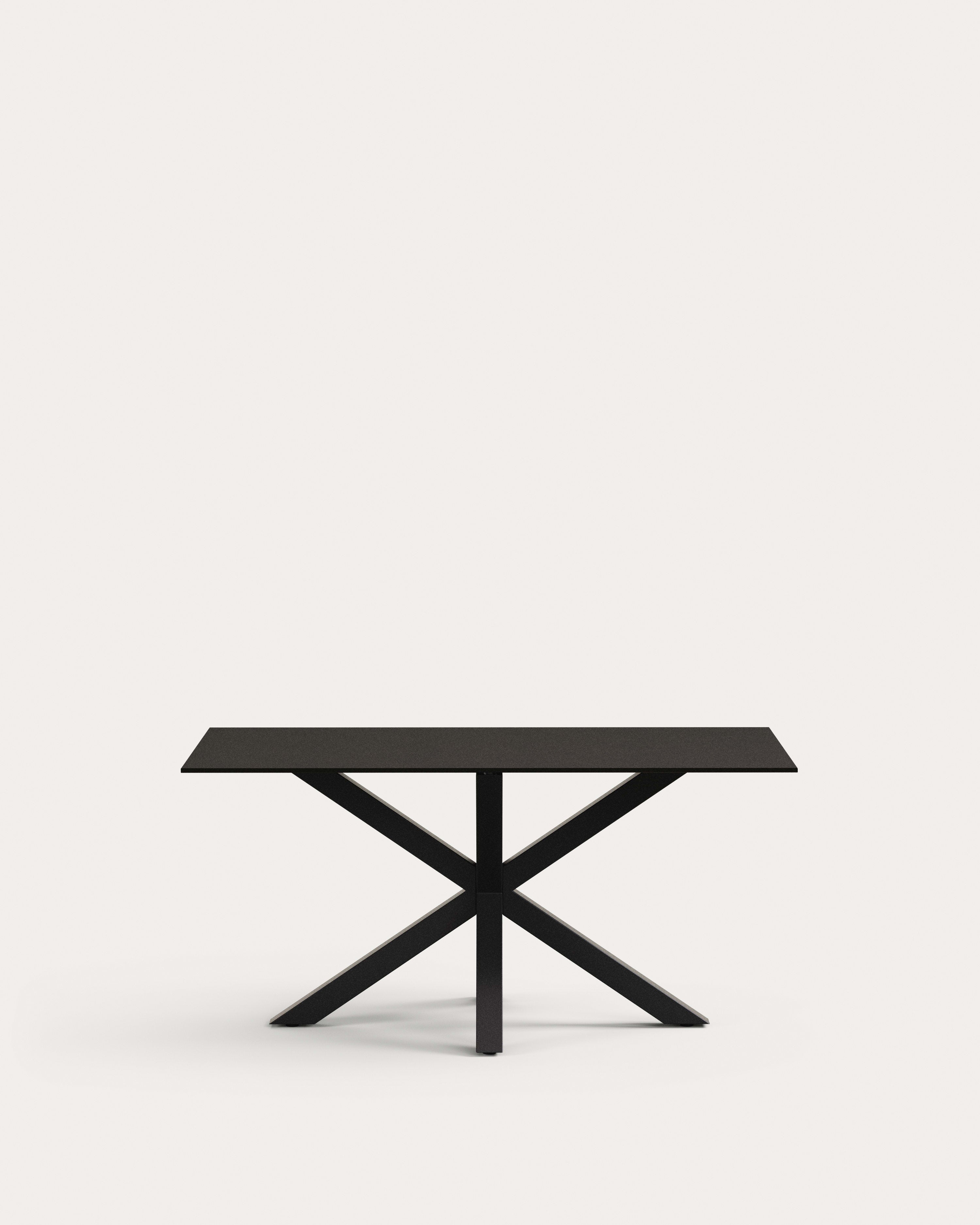 Argo table with black glass and black steel legs 160 x 90 cm - Product View