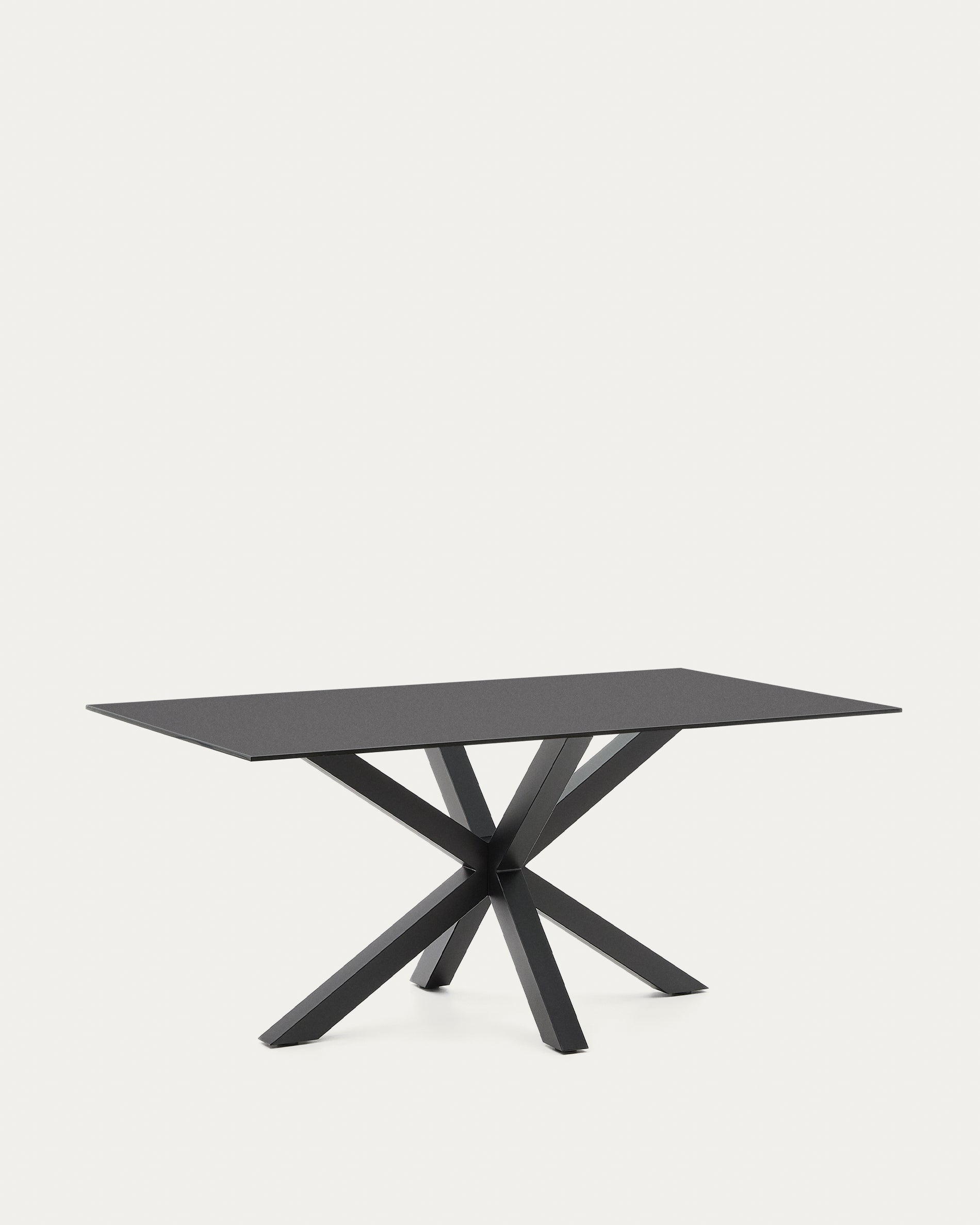 Argo table with black glass and black steel legs 160 x 90 cm - Product View