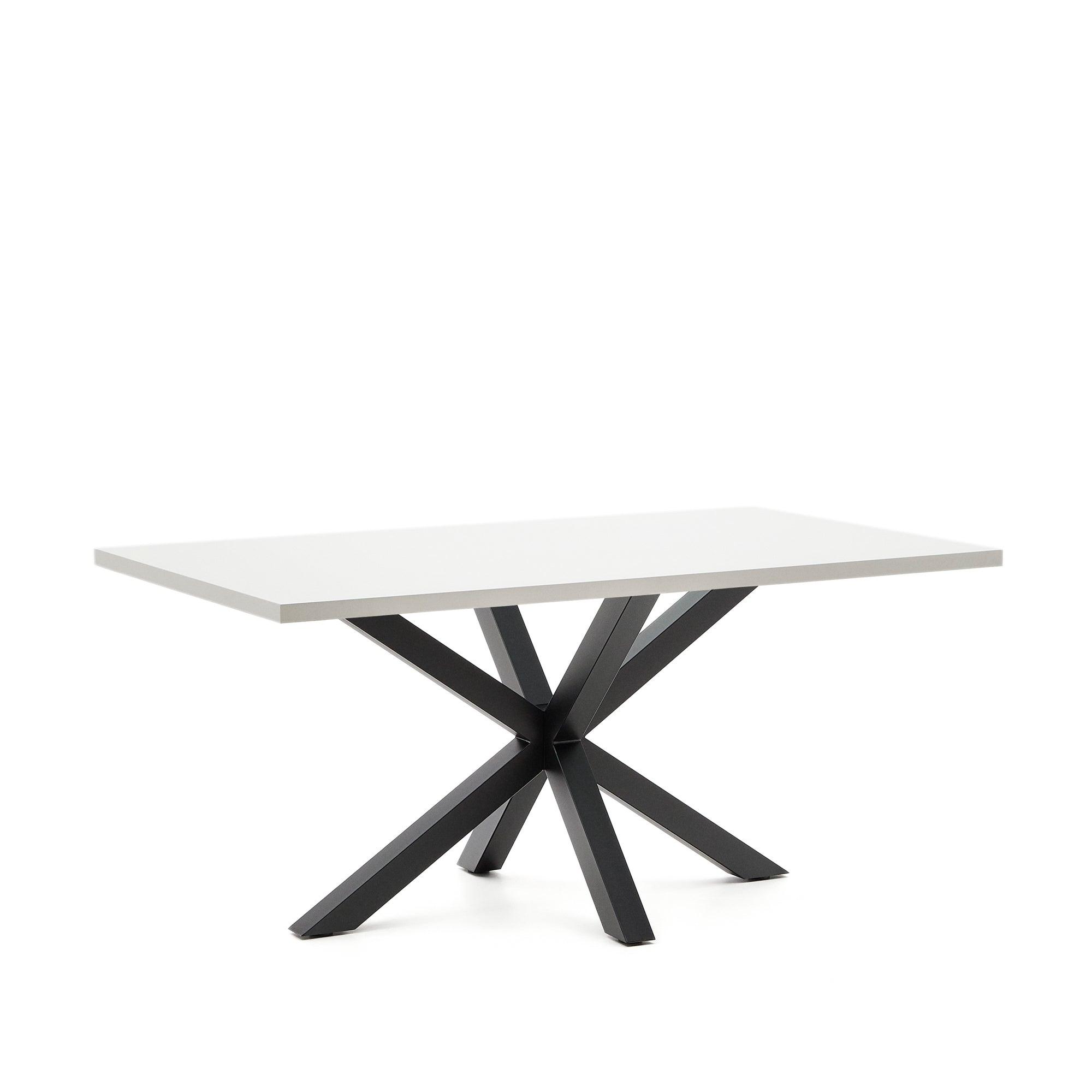 Argo table in melamine with white finish and steel legs with black finish 160 x 100 cm - Product Image