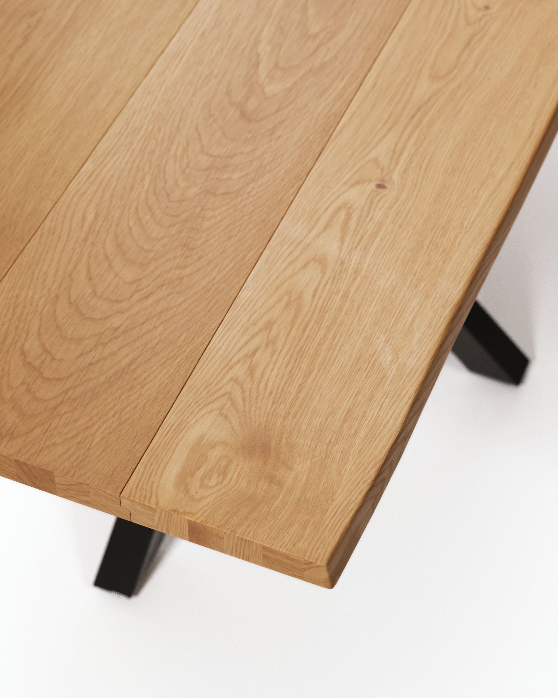 Argo oak veneer table with natural finish and steel legs with black finish 160 x 90 cm - Detail