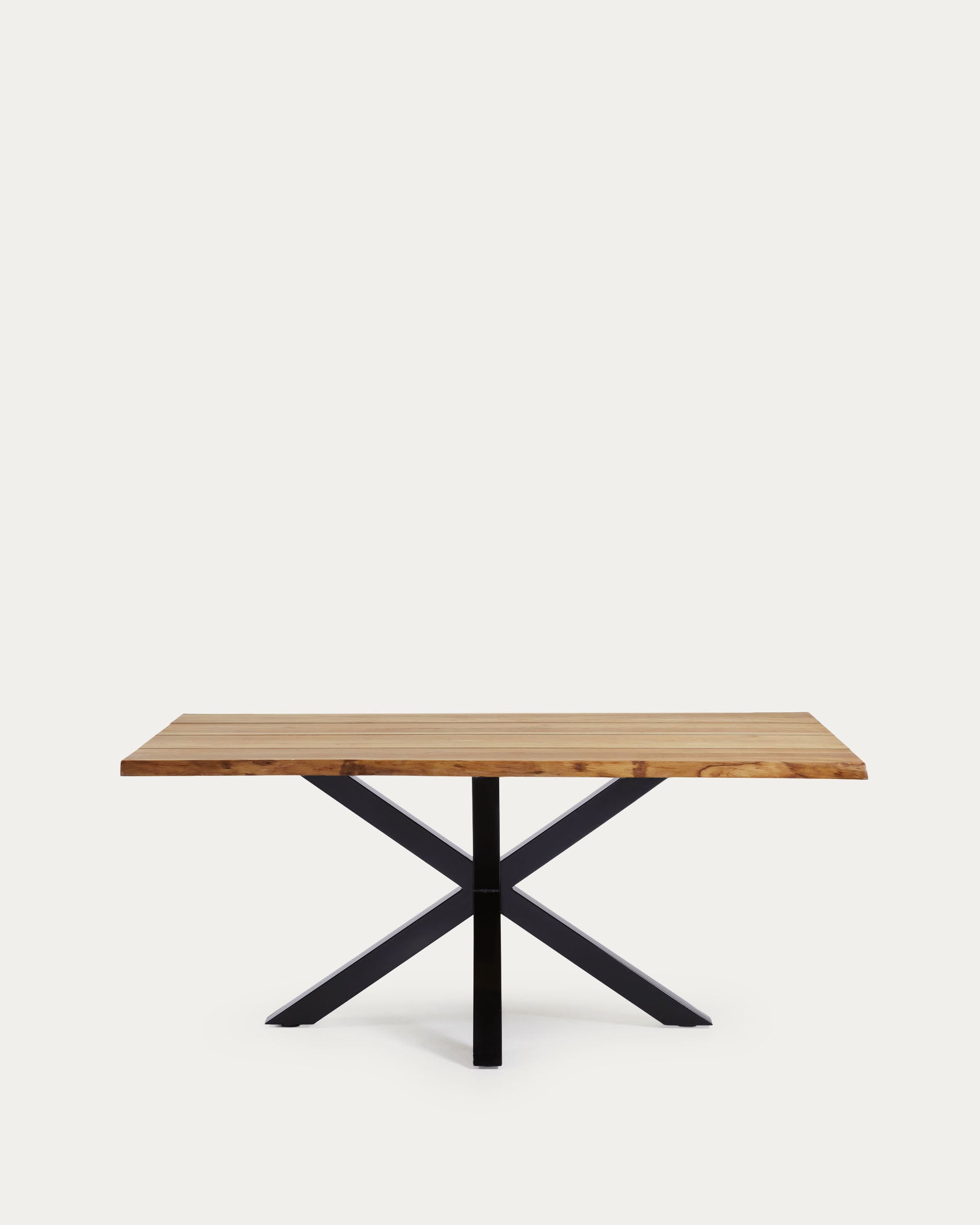 Argo oak veneer table with natural finish and steel legs with black finish 160 x 90 cm - Product View