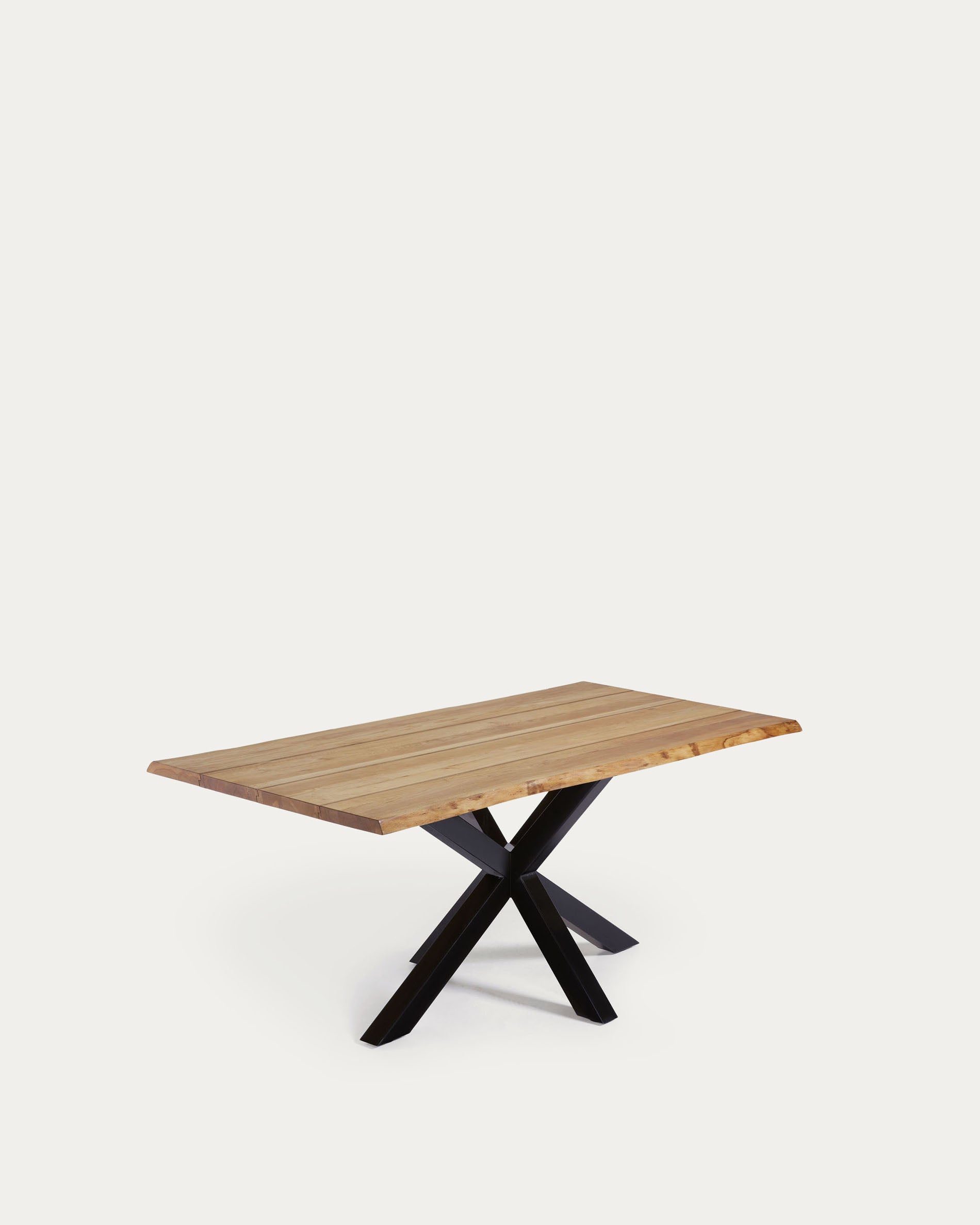 Argo oak veneer table with natural finish and steel legs with black finish 160 x 90 cm - Product View
