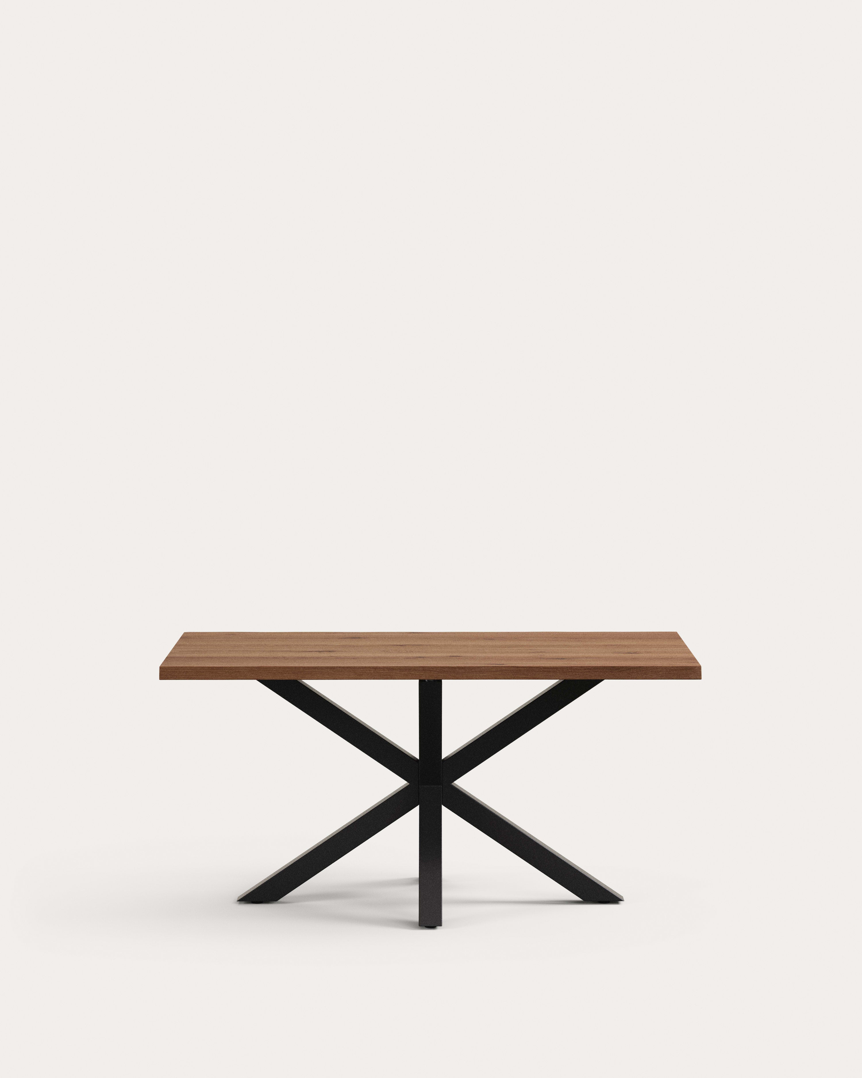 Argo table in aged oak veneer and steel legs in a black finish 160 x 90 cm - Product View