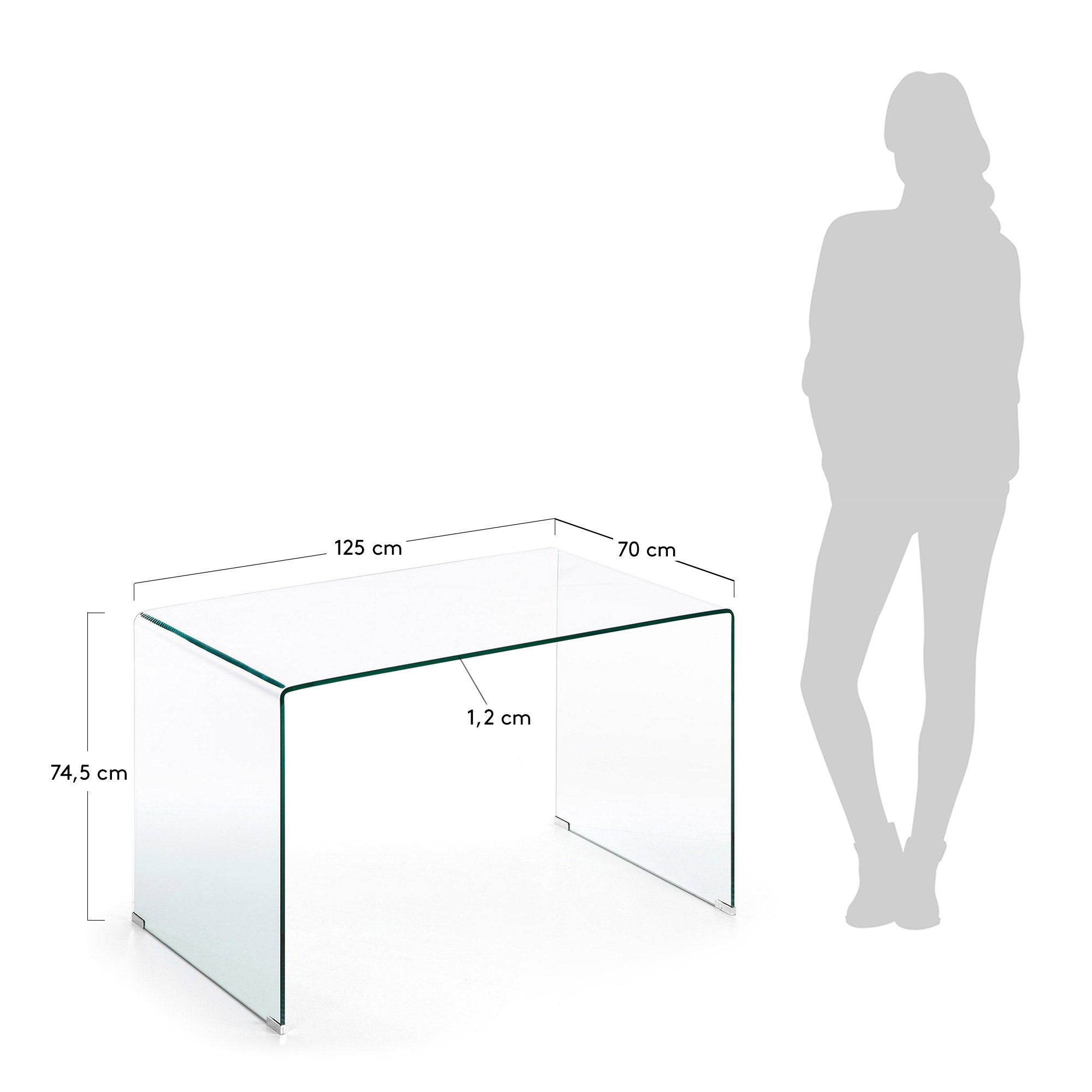 Burano glass table 125 x 70 cm - Measurements