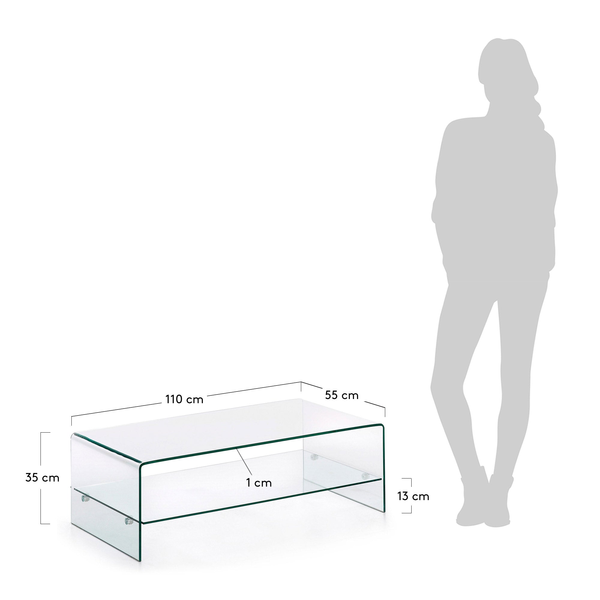 Burano glass coffee table 110 x 55 cm - Measurements