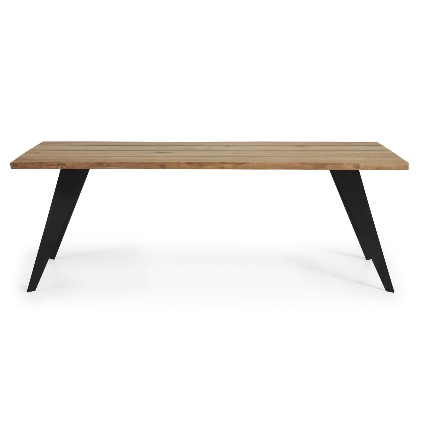 Koda oak veneer table with natural finish and steel legs with black finish 180 x 100 cm - Product Image