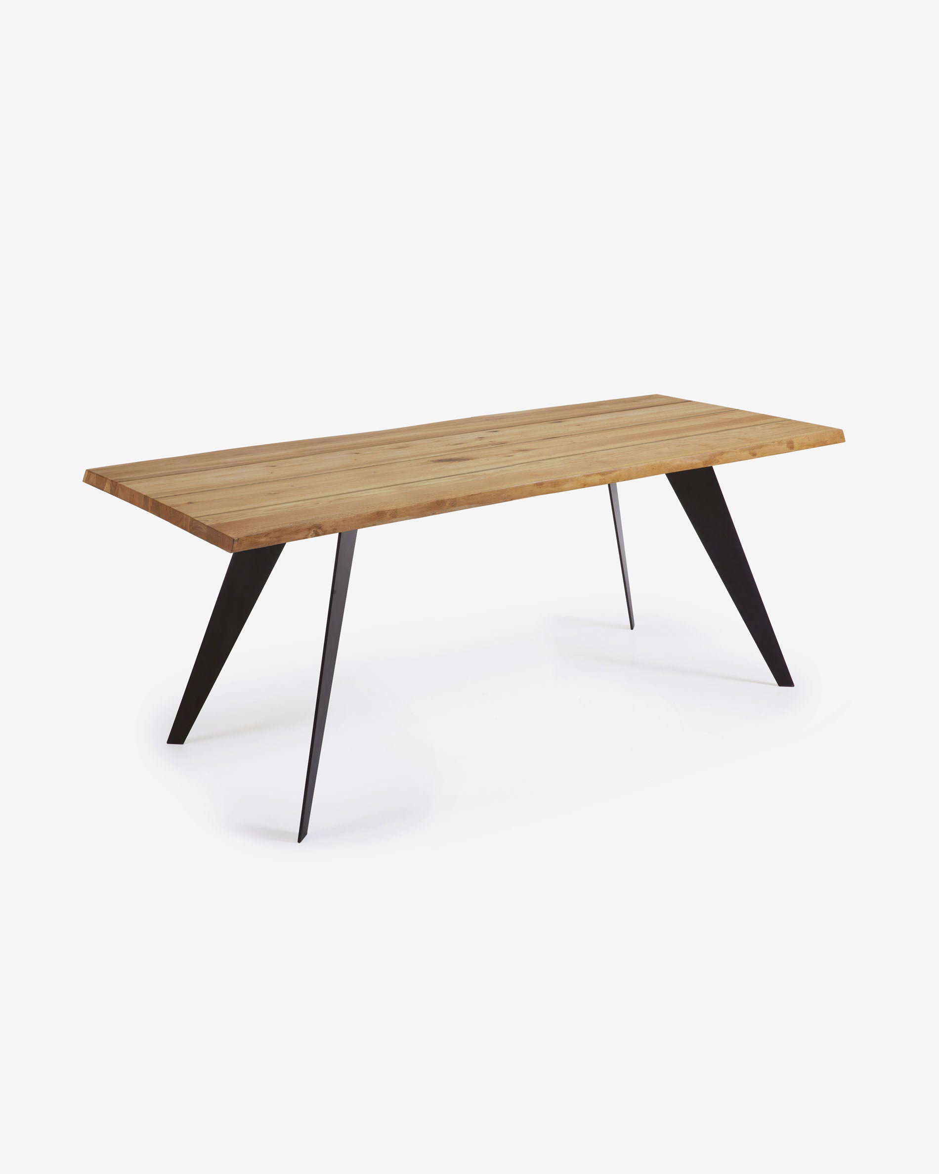 Koda oak veneer table with natural finish and steel legs with black finish 180 x 100 cm - Product View