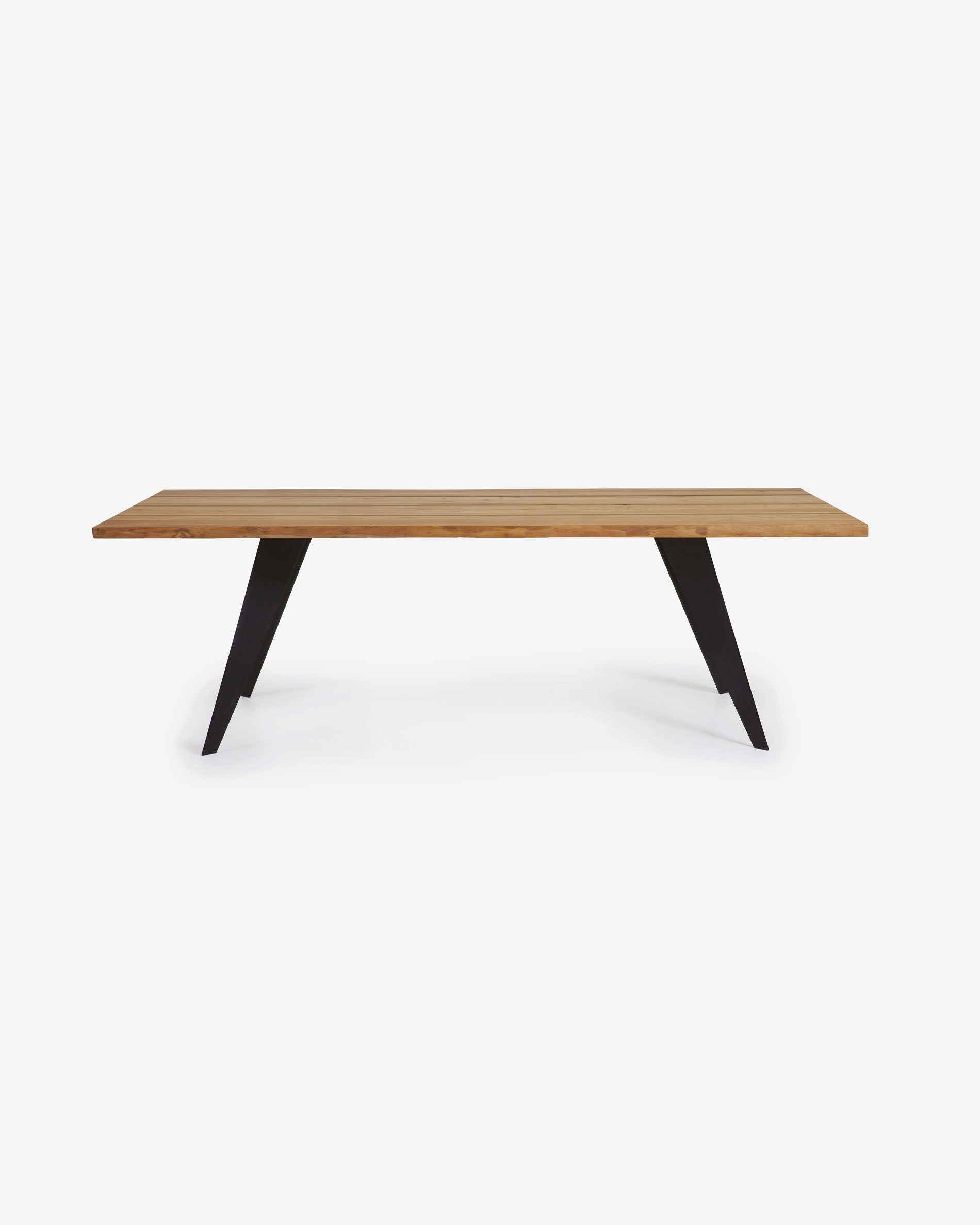 Koda oak veneer table with natural finish and steel legs with black finish 180 x 100 cm - Product View