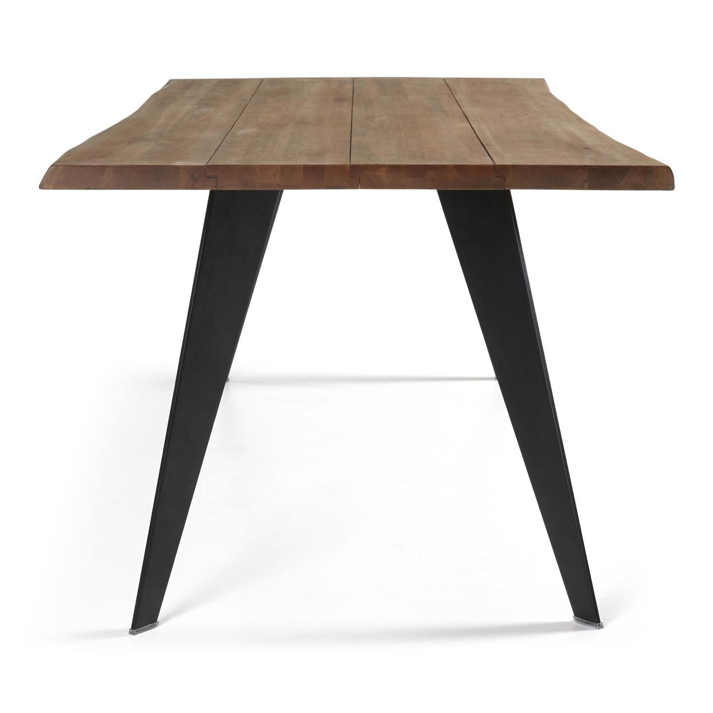 Koda oak veneer table with a distressed finish and black steel legs, 180 x 100 cm - Product Image
