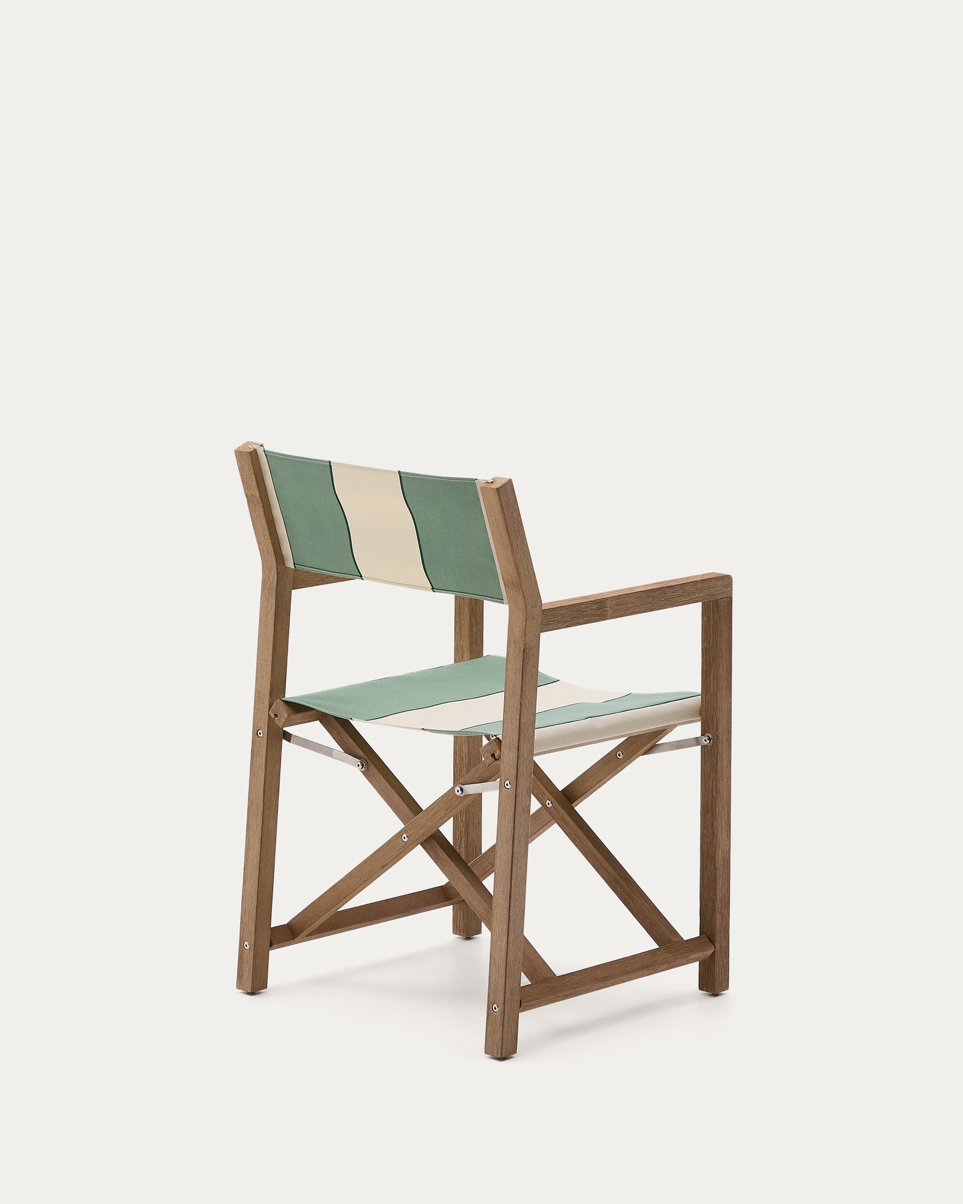 Vilara green and beige striped outdoor folding chair made of FSC 100% solid acacia wood - Product View