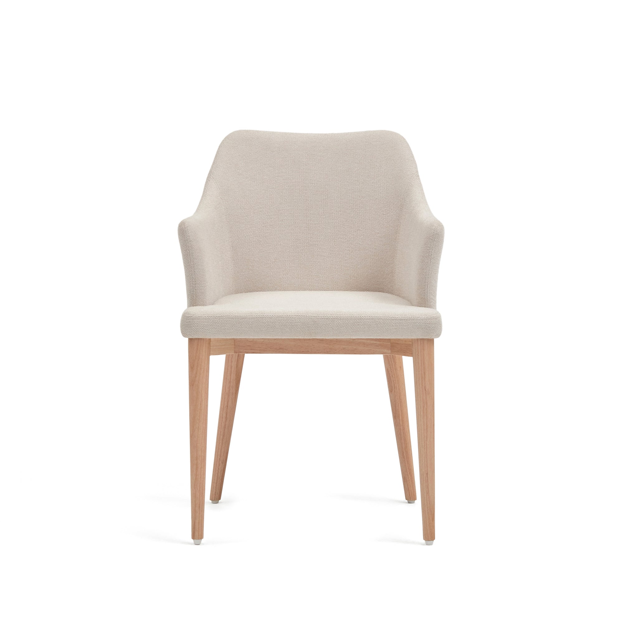Croft chair in beige chenille with solid ash wood legs - Product Image