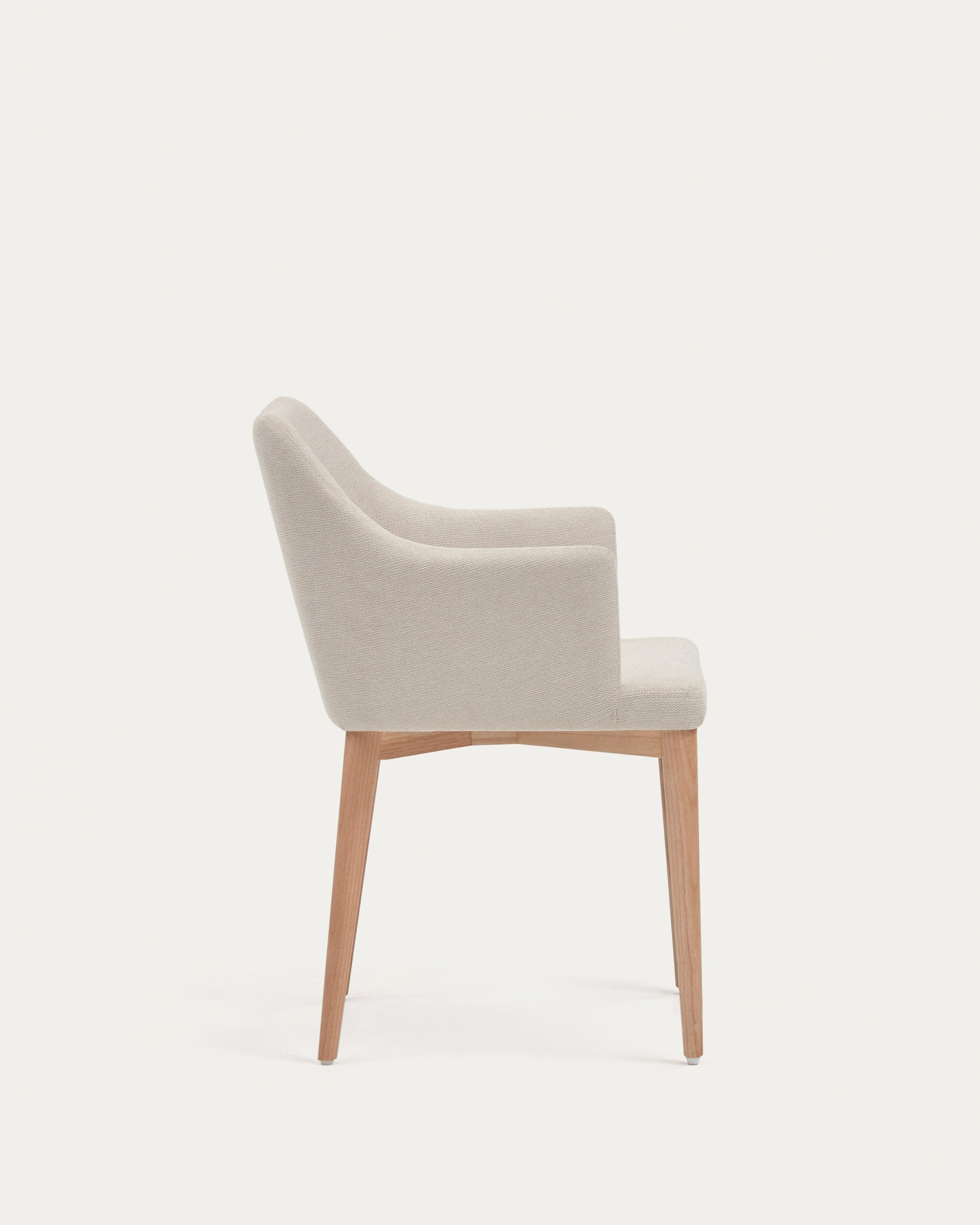 Croft chair in beige chenille with solid ash wood legs - Product View
