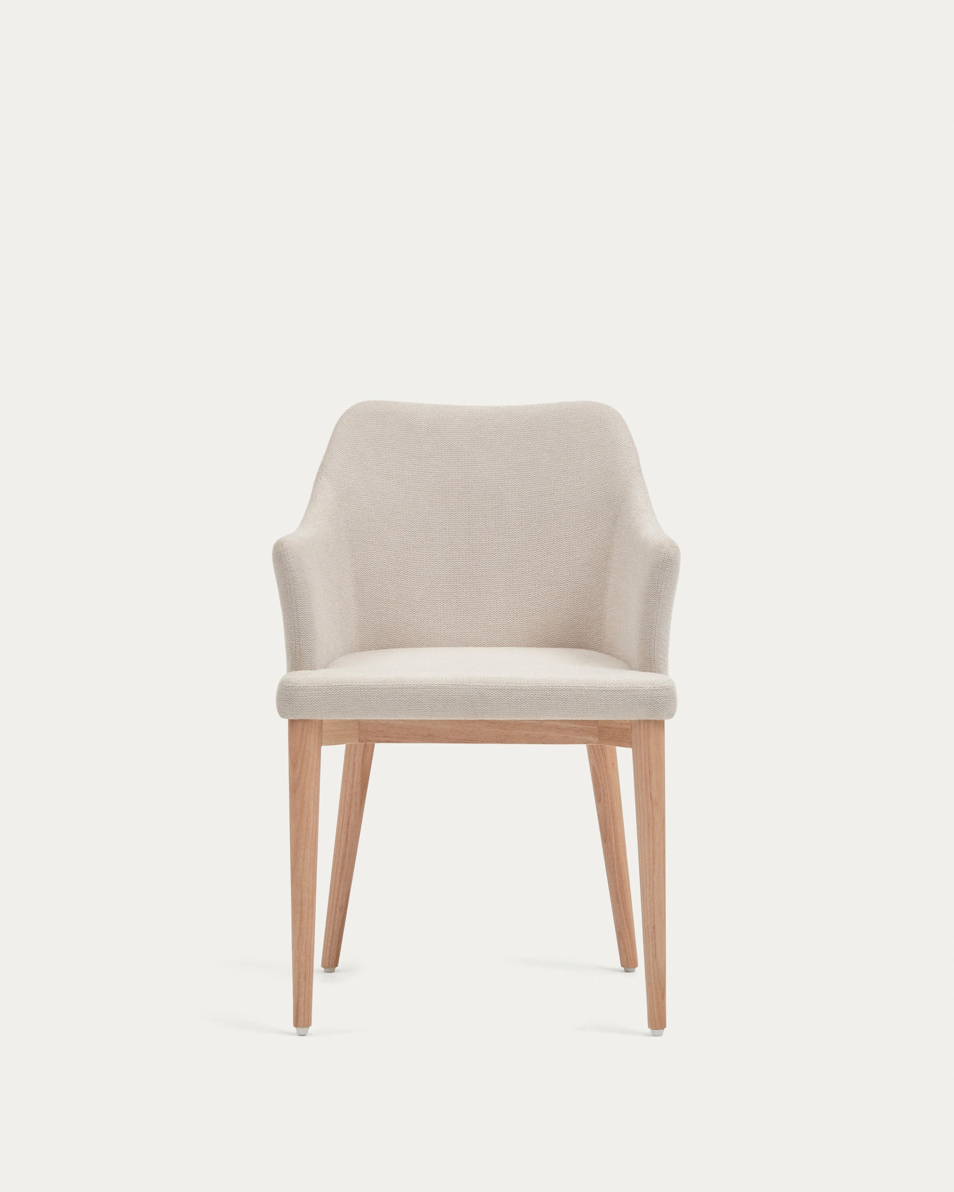 Croft chair in beige chenille with solid ash wood legs - Product View