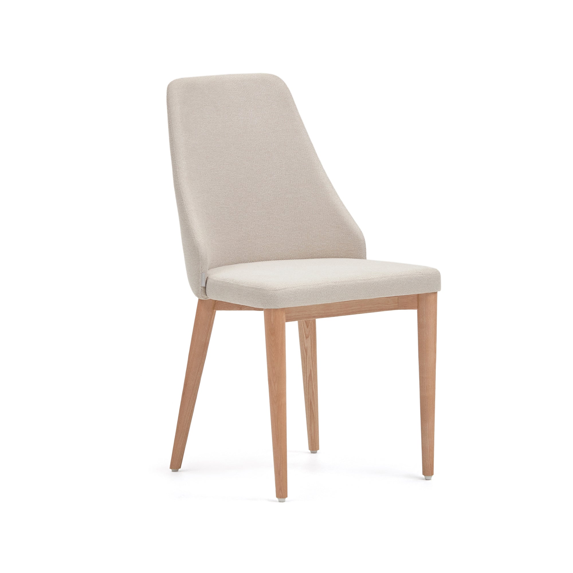 Rosie chair in beige chenille with solid ash wood legs in a natural finish - Product Image