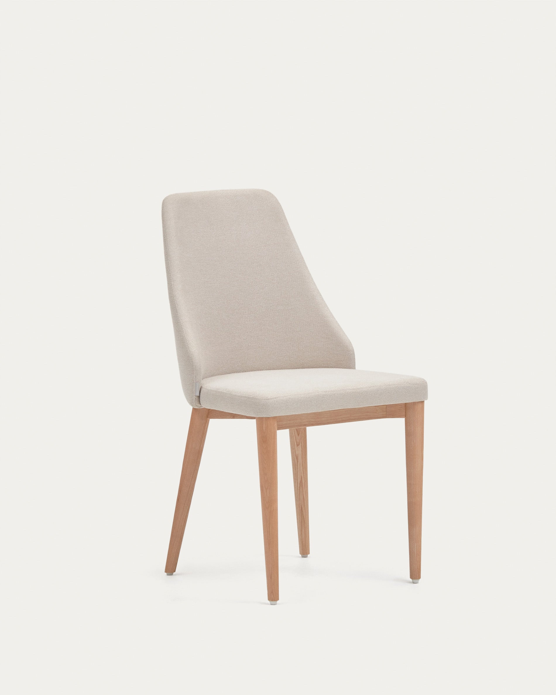 Rosie chair in beige chenille with solid ash wood legs in a natural finish - Product View