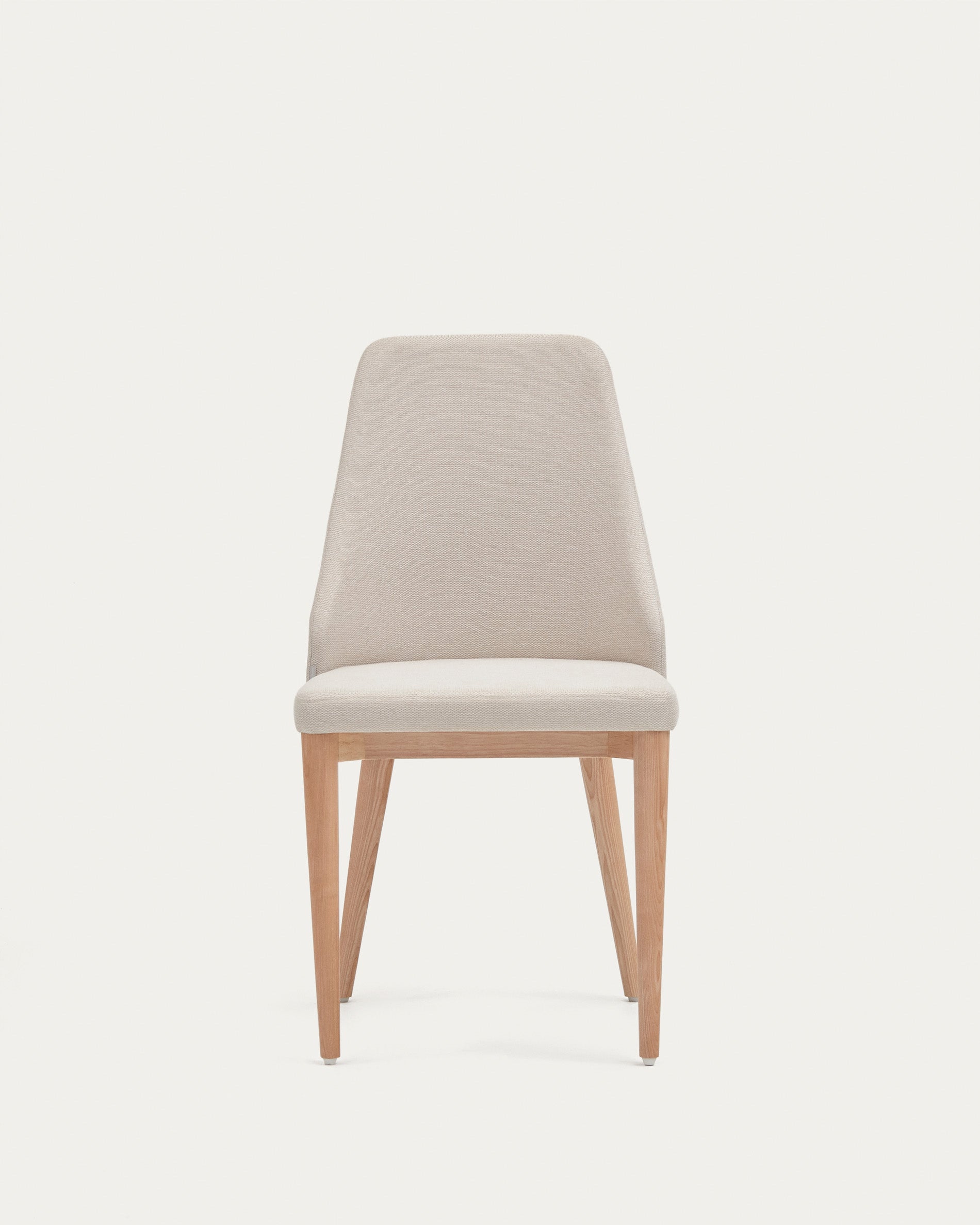 Rosie chair in beige chenille with solid ash wood legs in a natural finish - Product View