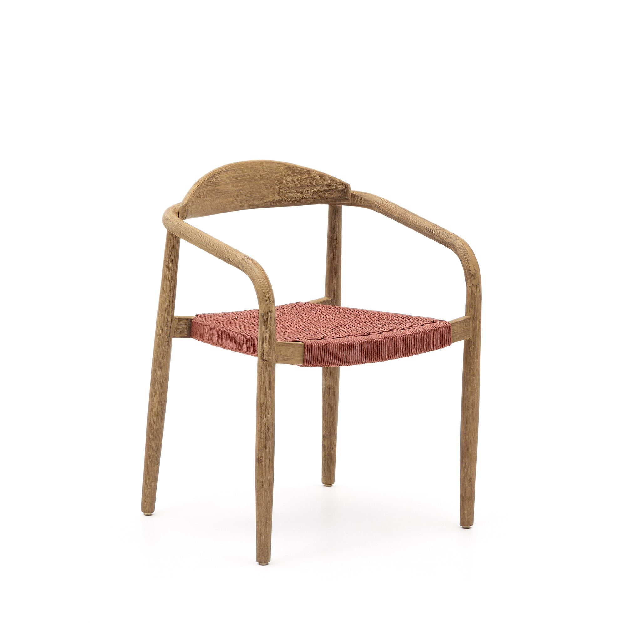 Nina stackable chair in solid acacia wood and terracotta rope seat FSC 100% - Product Image