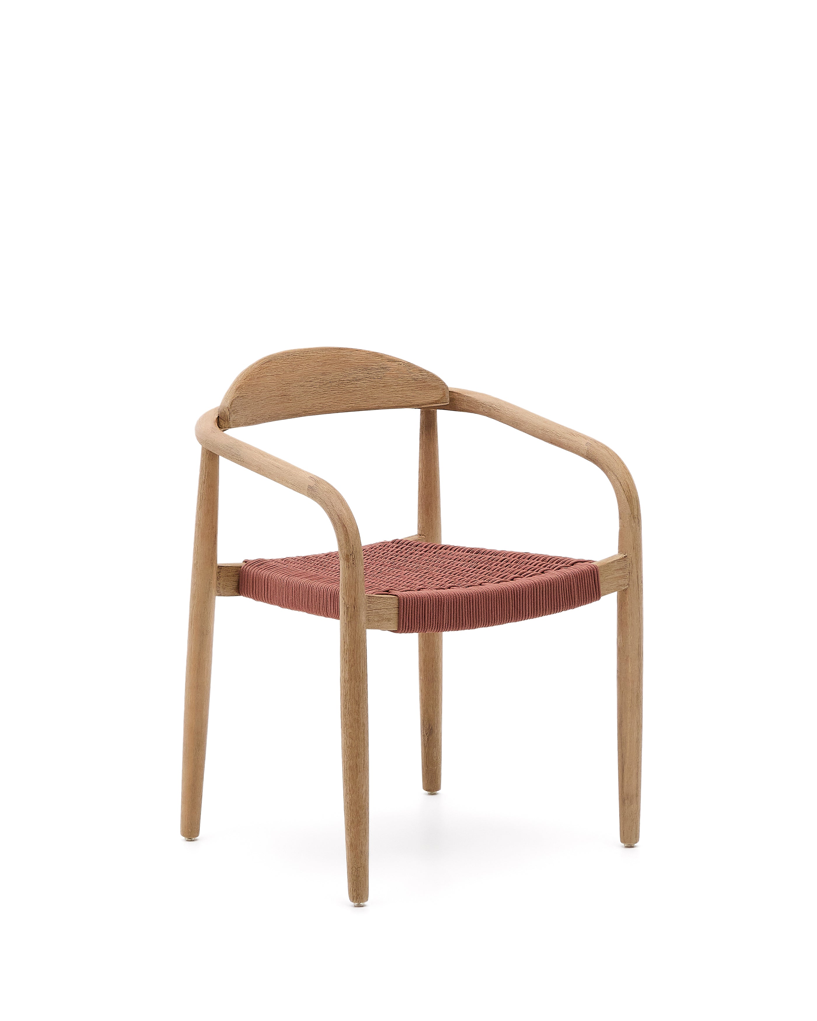 Nina stackable chair in solid acacia wood and terracotta rope seat FSC 100% - Product Image