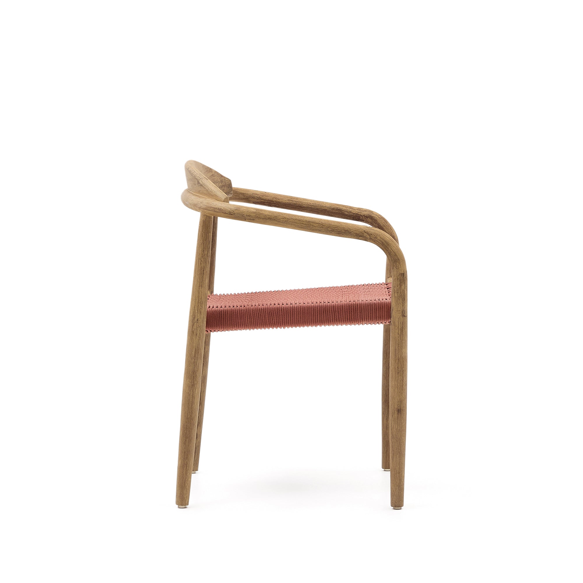 Nina stackable chair in solid acacia wood and terracotta rope seat FSC 100% - Product Image