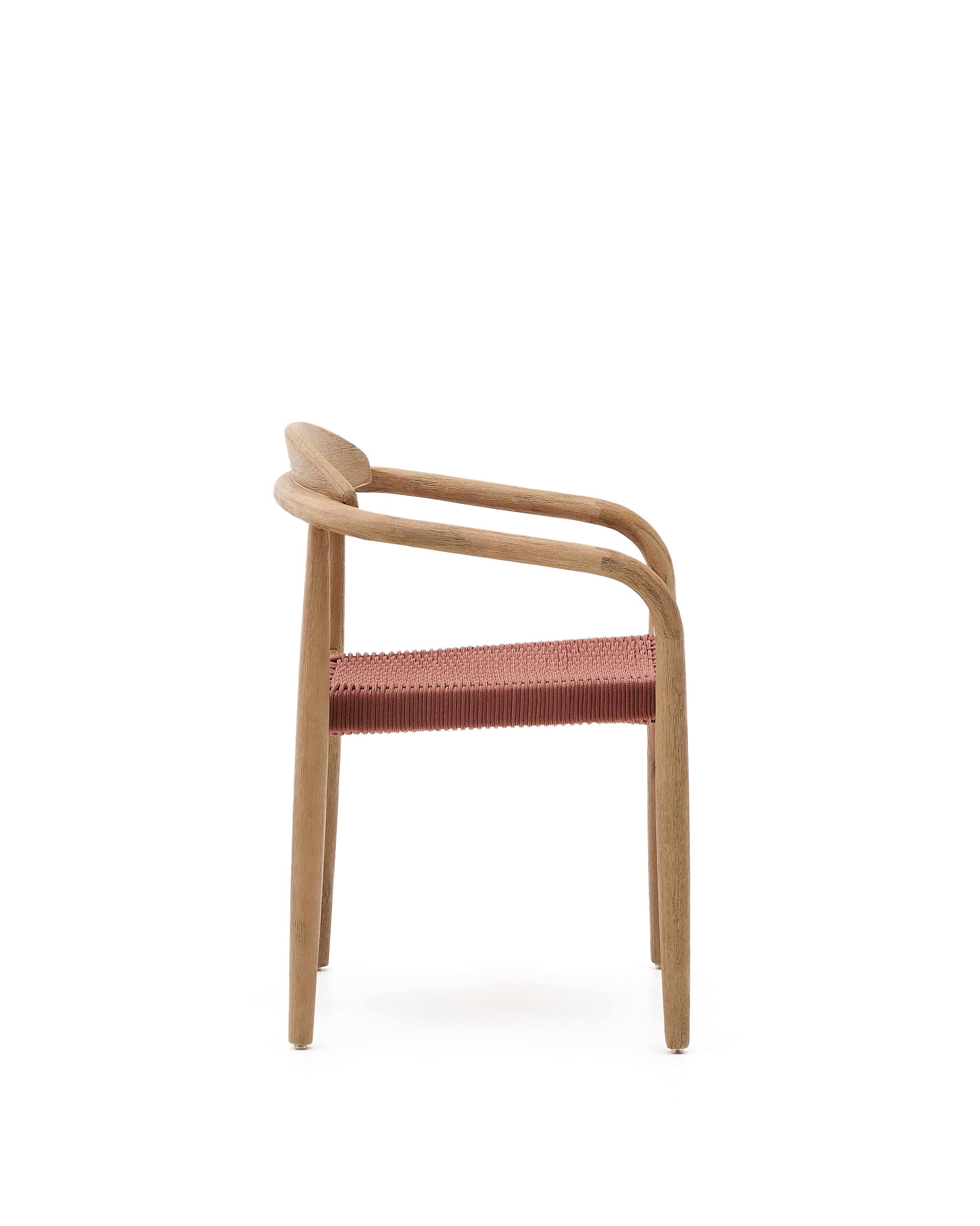 Nina stackable chair in solid acacia wood and terracotta rope seat FSC 100% - Product Image
