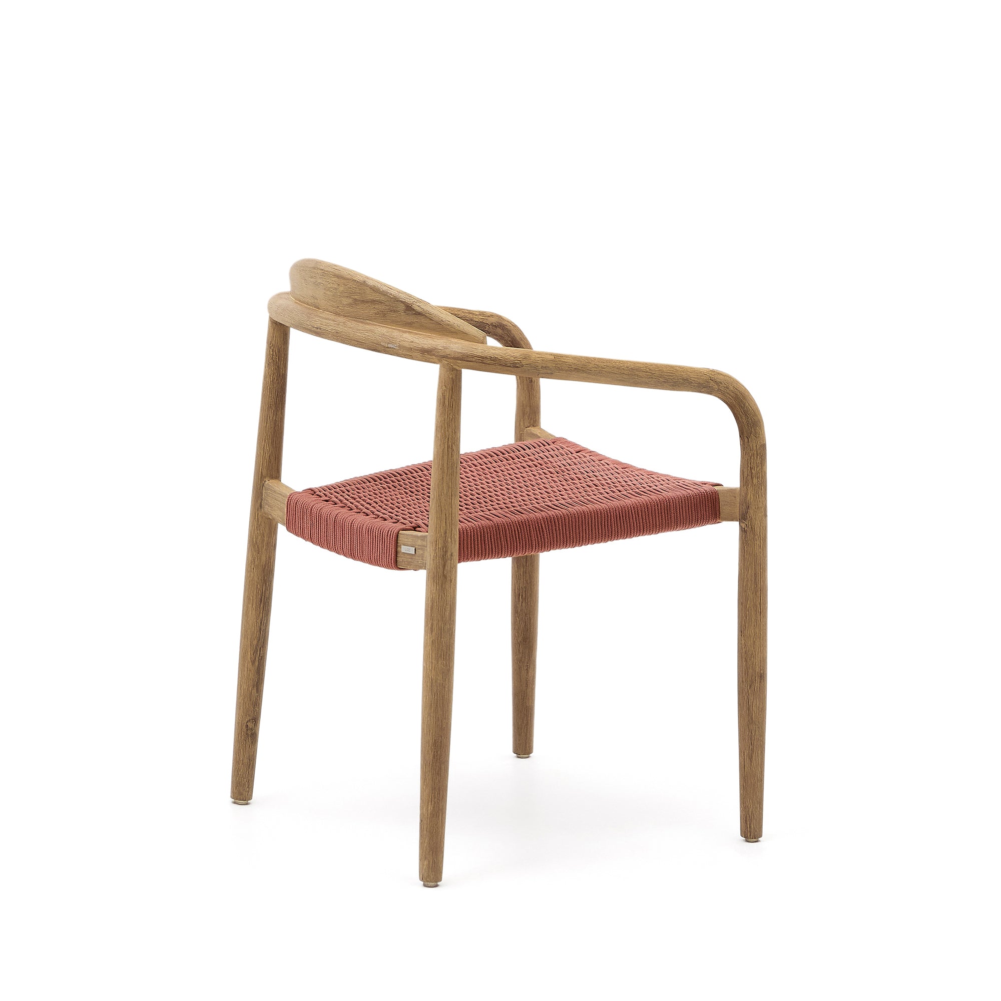Nina stackable chair in solid acacia wood and terracotta rope seat FSC 100% - Product Image
