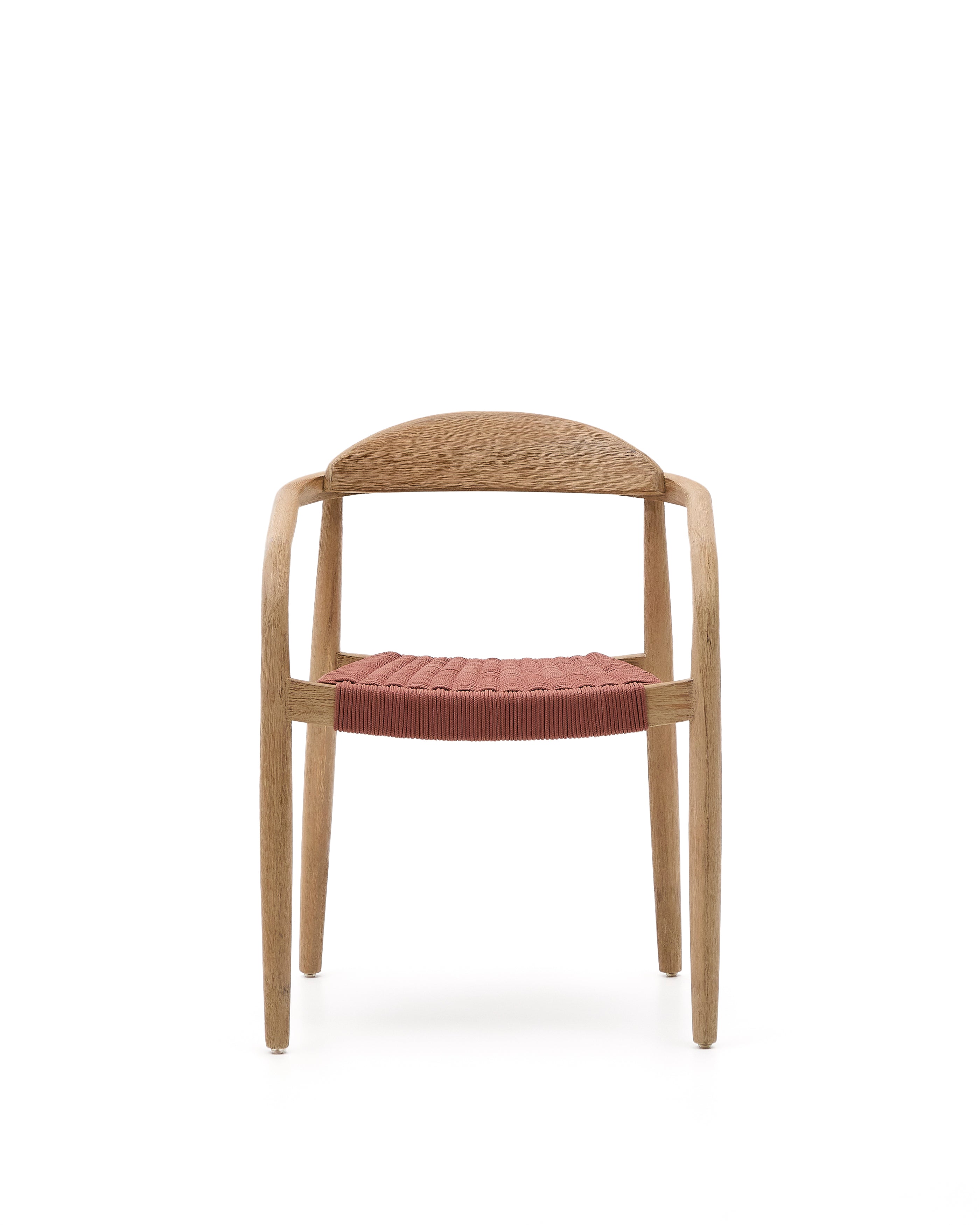 Nina stackable chair in solid acacia wood and terracotta rope seat FSC 100% - Product Image