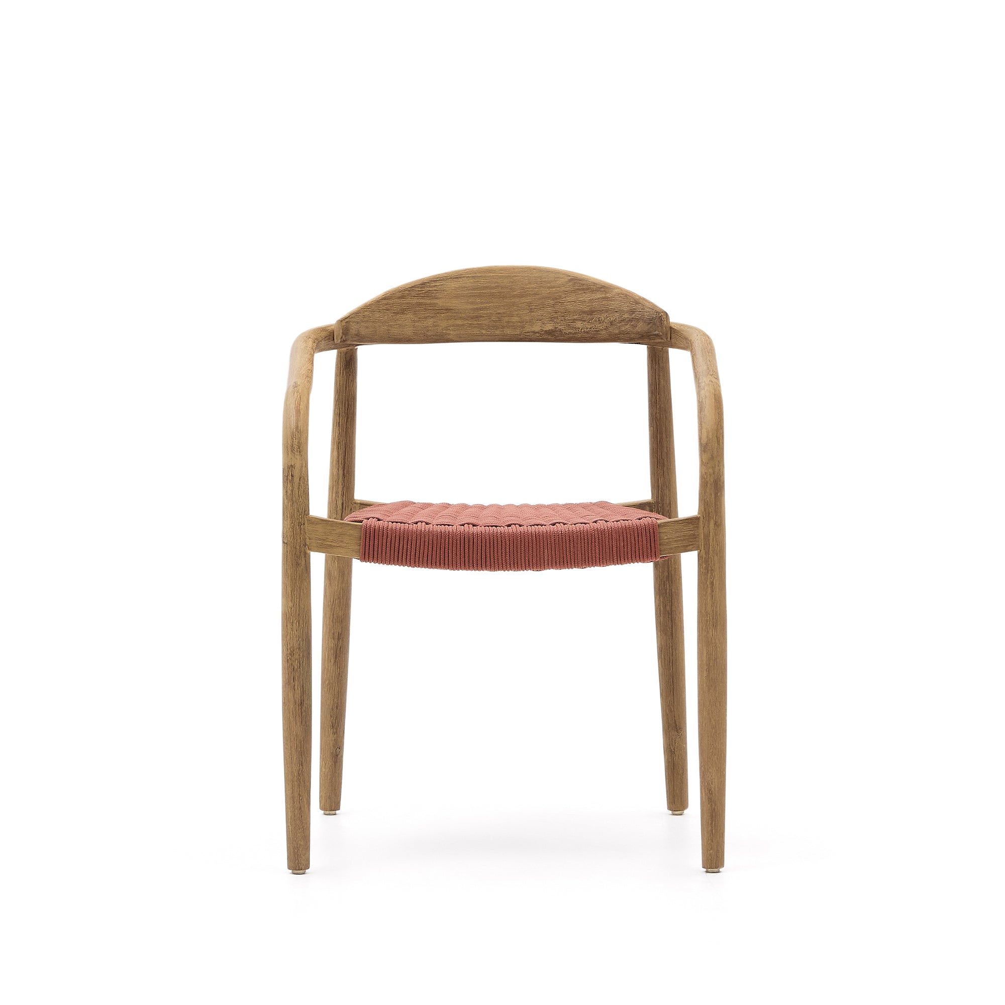 Nina stackable chair in solid acacia wood and terracotta rope seat FSC 100% - Product Image