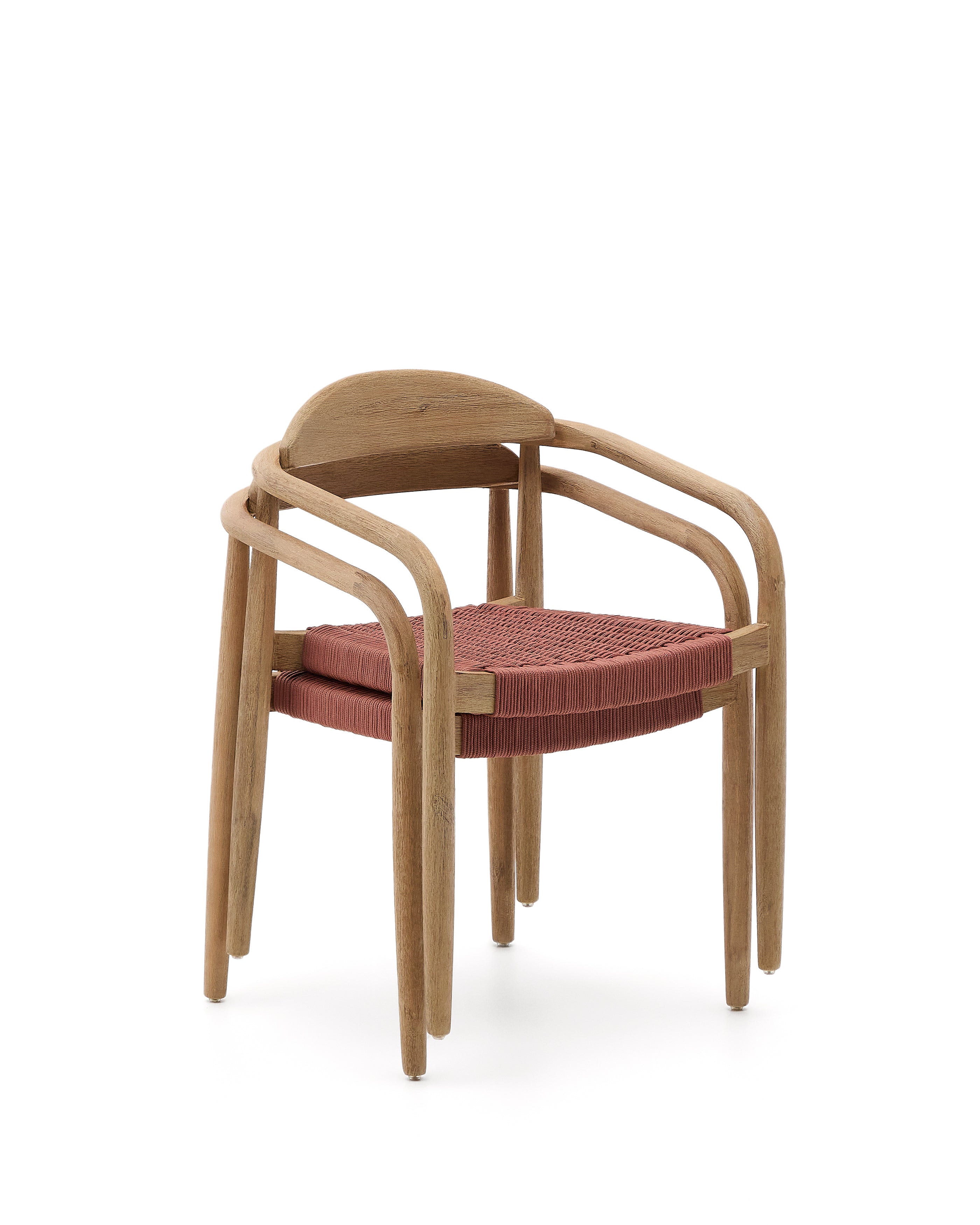 Nina stackable chair in solid acacia wood and terracotta rope seat FSC 100% - Product Image