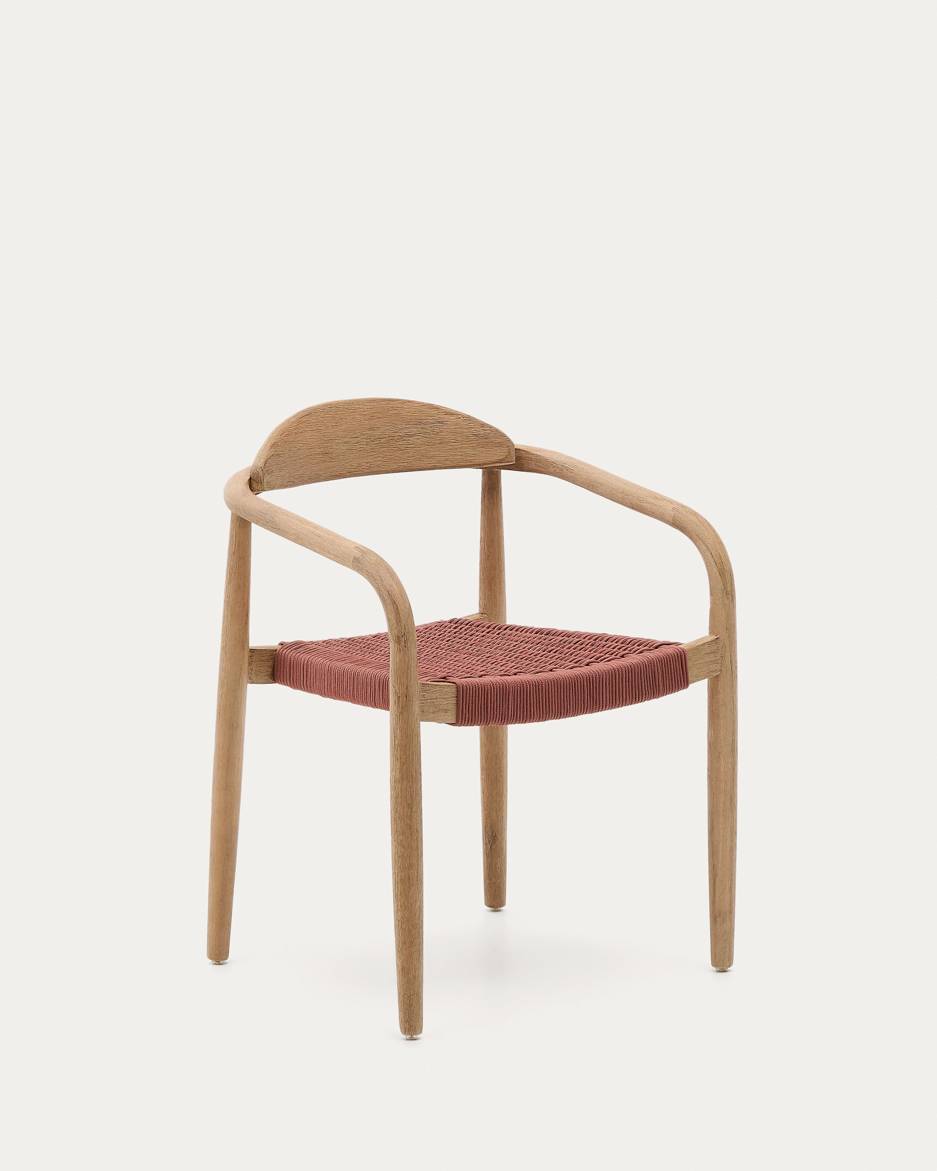 Nina stackable chair in solid acacia wood and terracotta rope seat FSC 100% - Product View