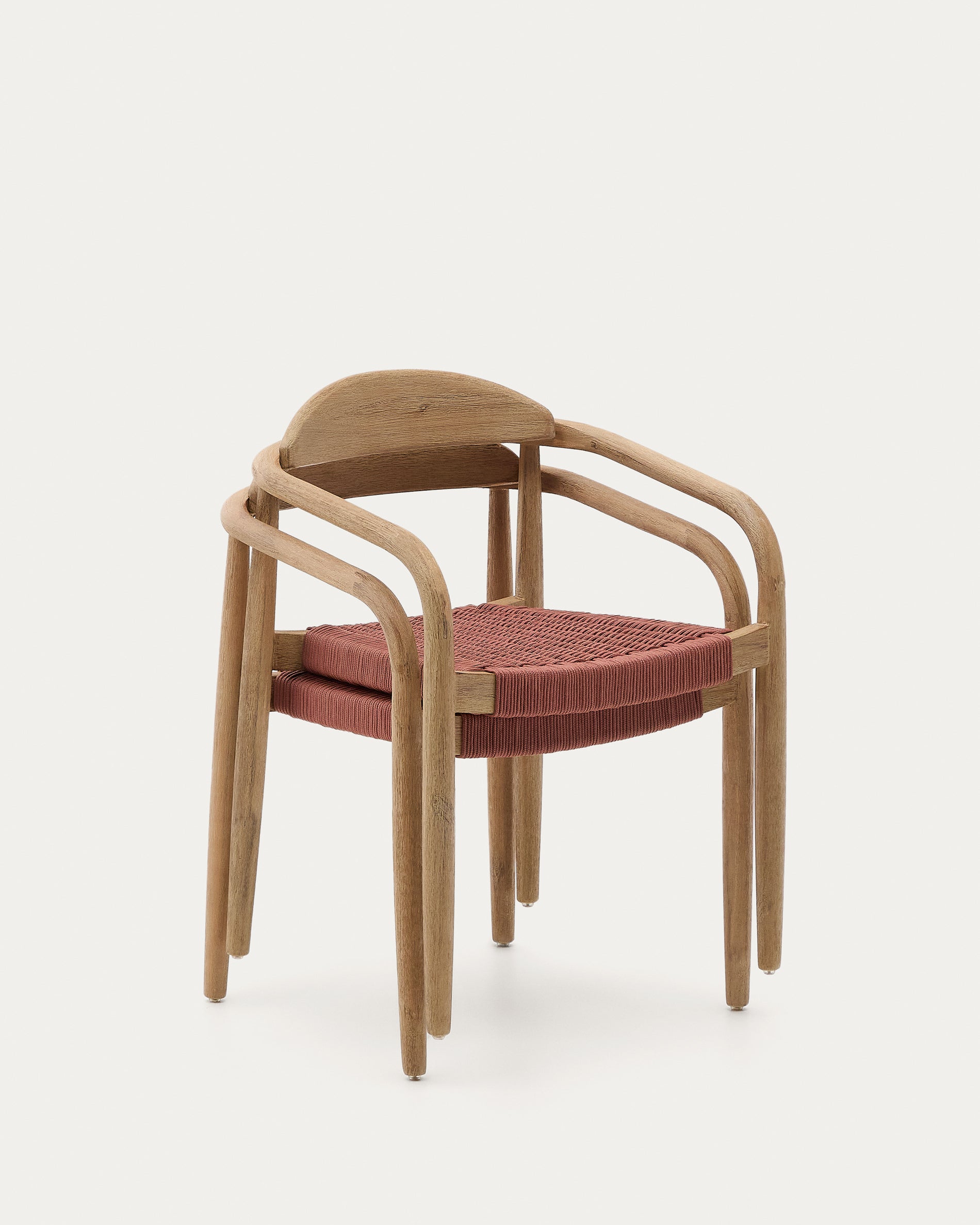 Nina stackable chair in solid acacia wood and terracotta rope seat FSC 100% - Product View