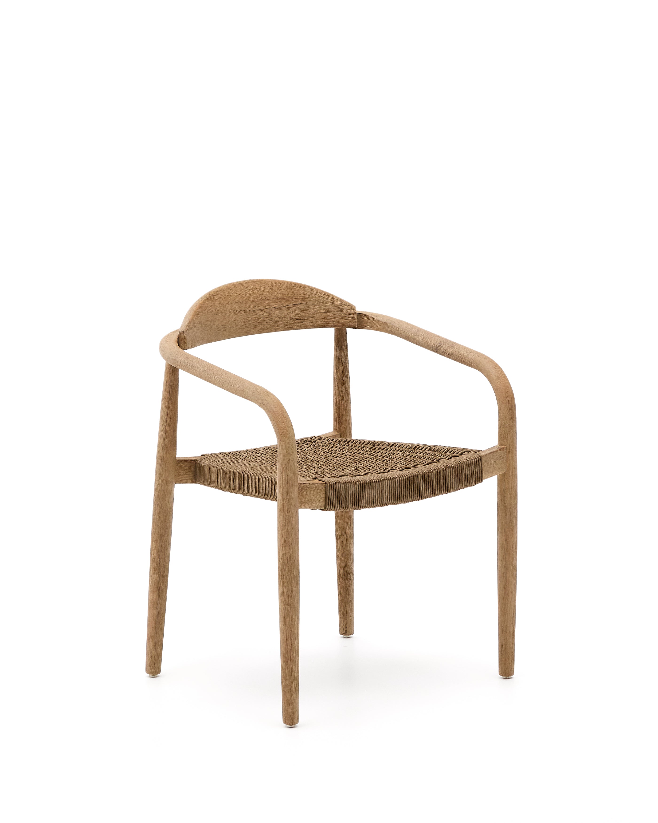 Nina stackable chair in solid acacia wood and beige rope seat FSC 100% - Product Image
