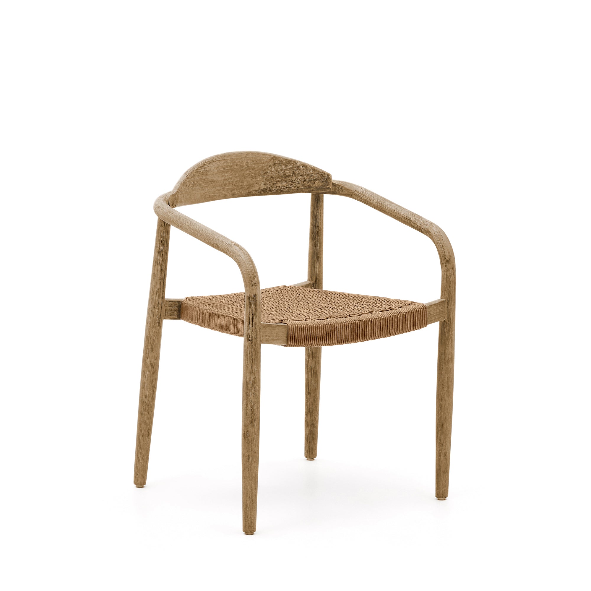 Nina stackable chair in solid acacia wood and beige rope seat FSC 100% - Product Image