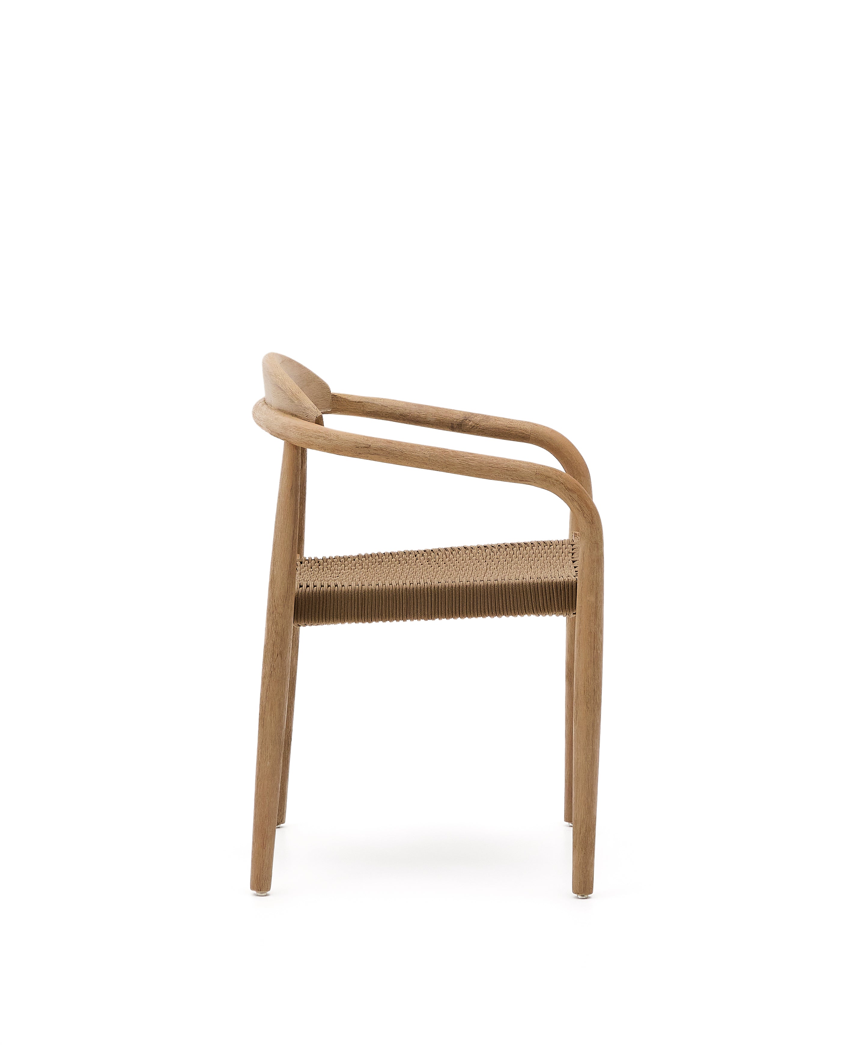 Nina stackable chair in solid acacia wood and beige rope seat FSC 100% - Product Image