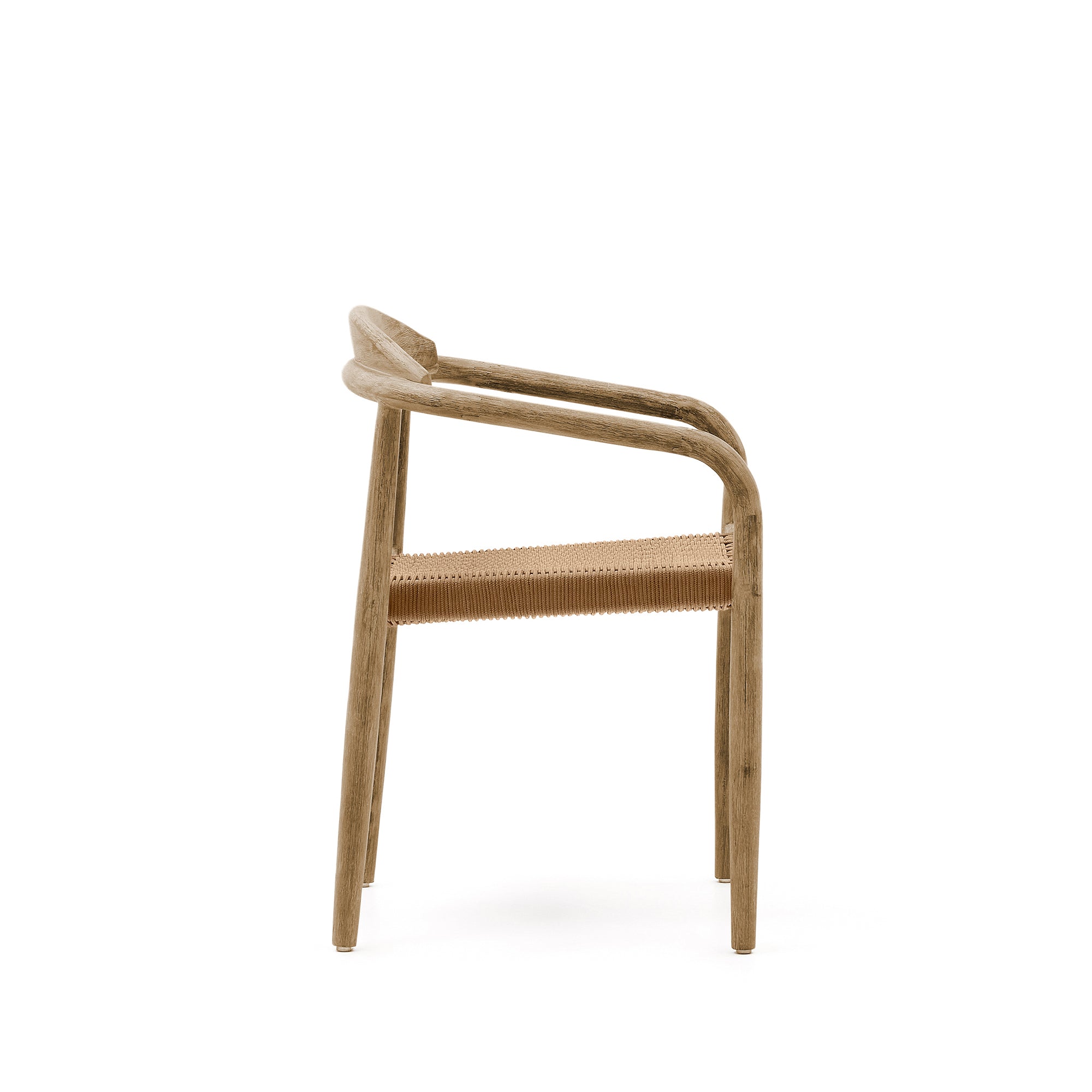 Nina stackable chair in solid acacia wood and beige rope seat FSC 100% - Product Image