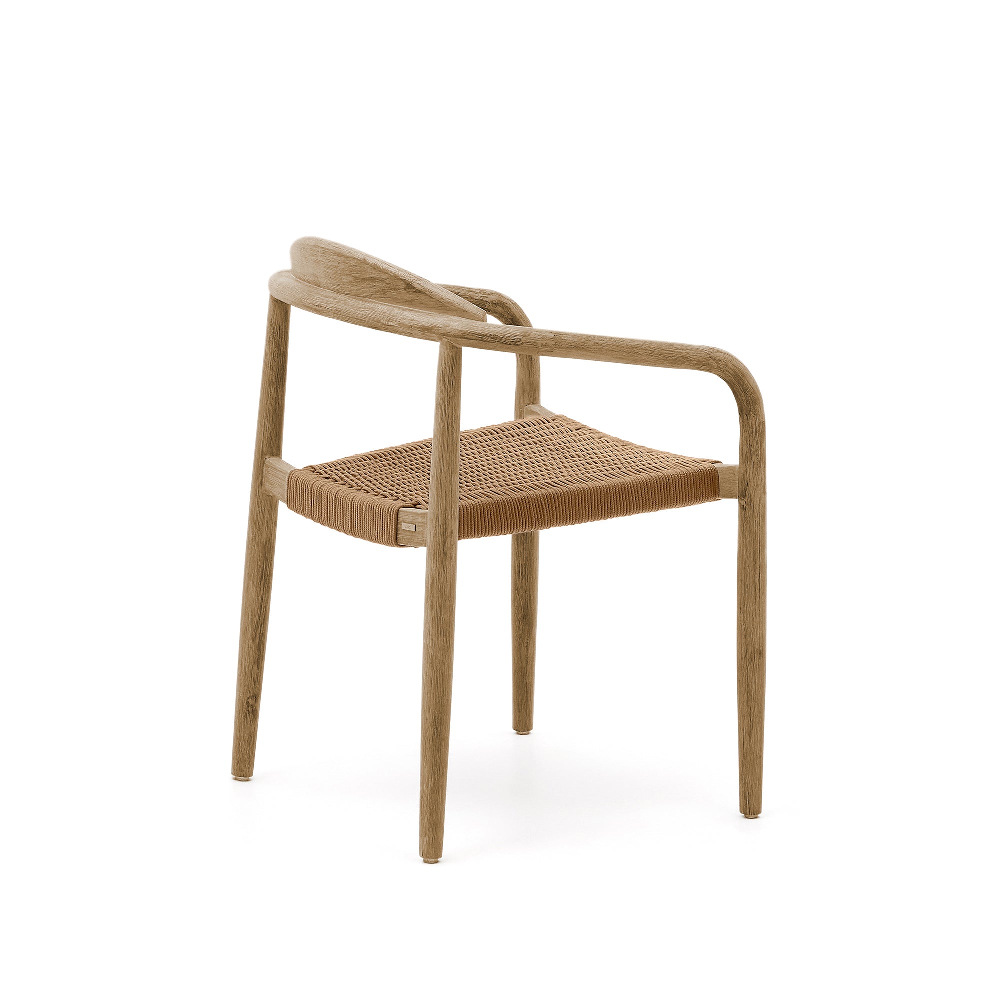 Nina stackable chair in solid acacia wood and beige rope seat FSC 100% - Product Image