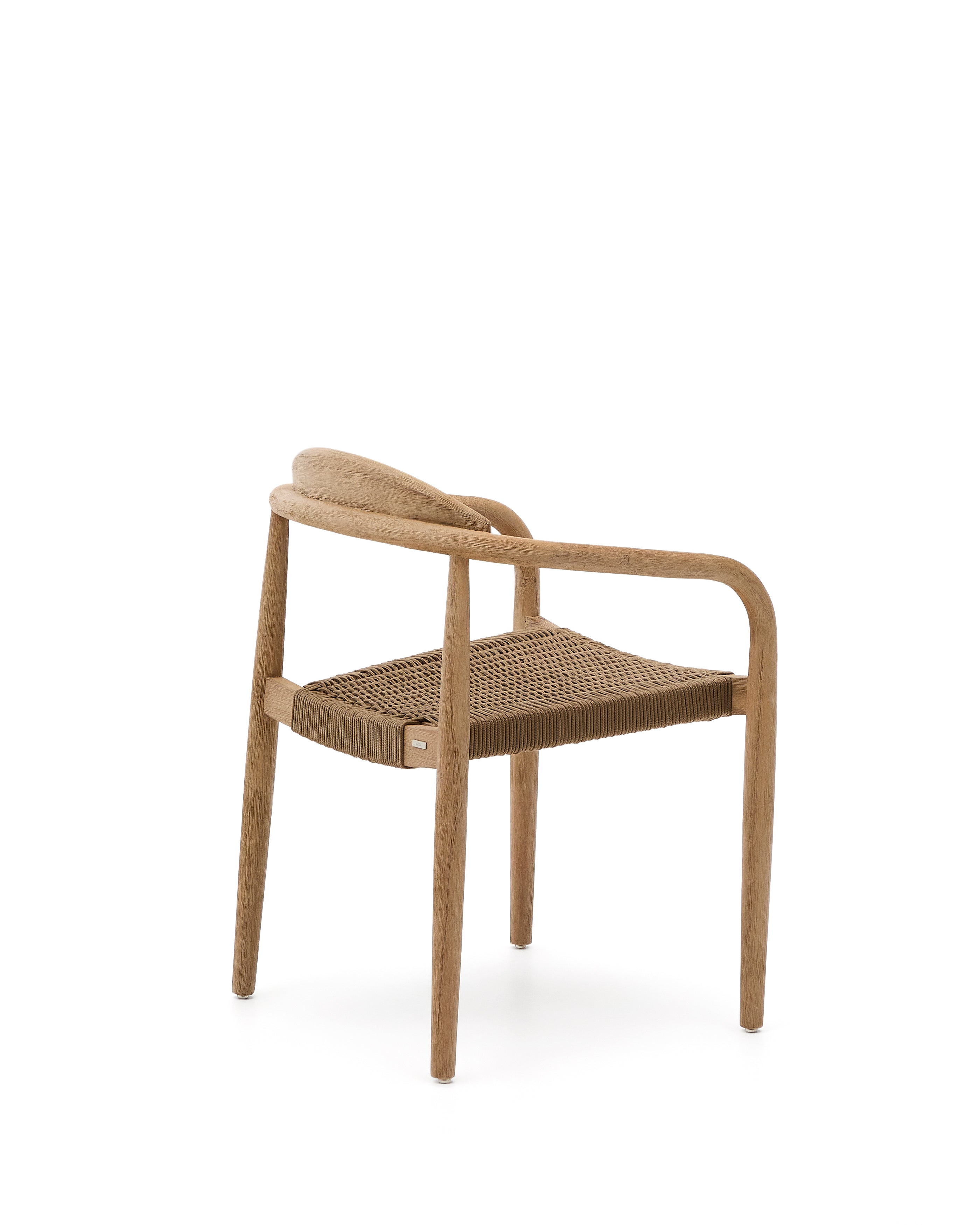 Nina stackable chair in solid acacia wood and beige rope seat FSC 100% - Product Image