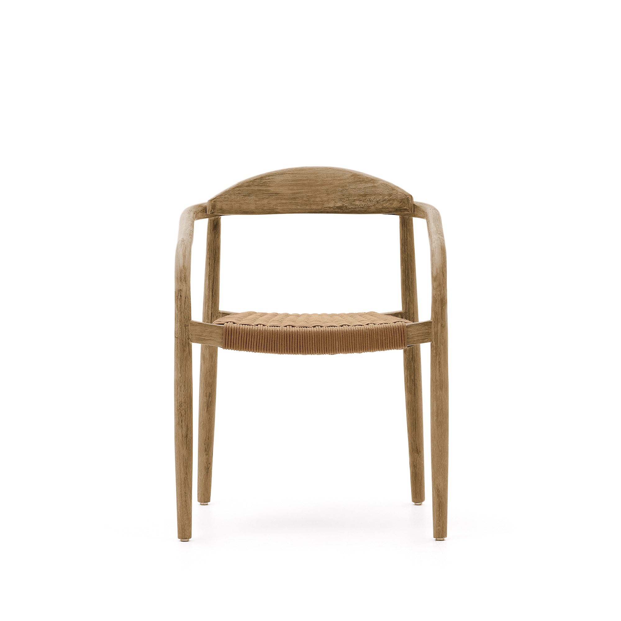 Nina stackable chair in solid acacia wood and beige rope seat FSC 100% - Product Image