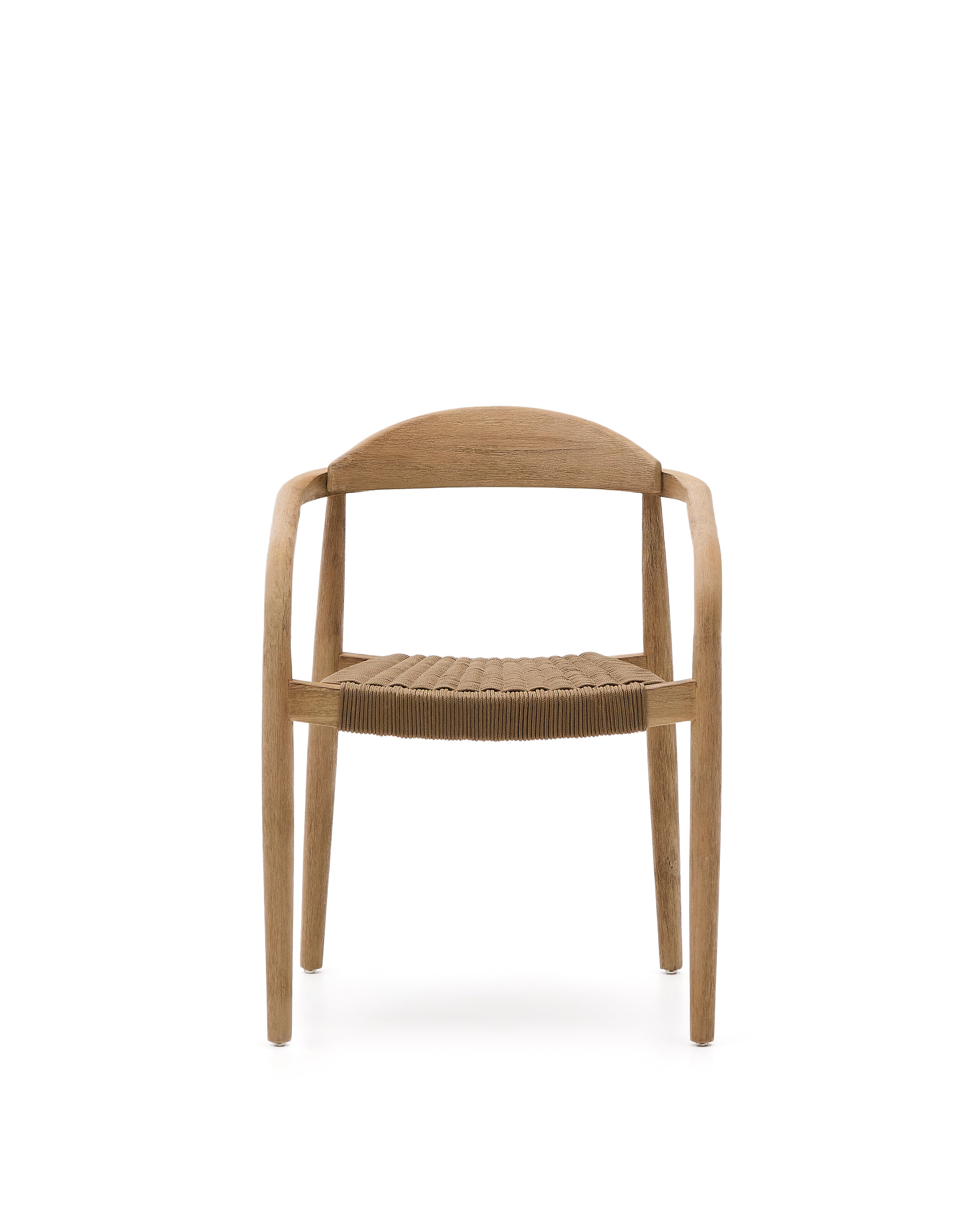 Nina stackable chair in solid acacia wood and beige rope seat FSC 100% - Product Image