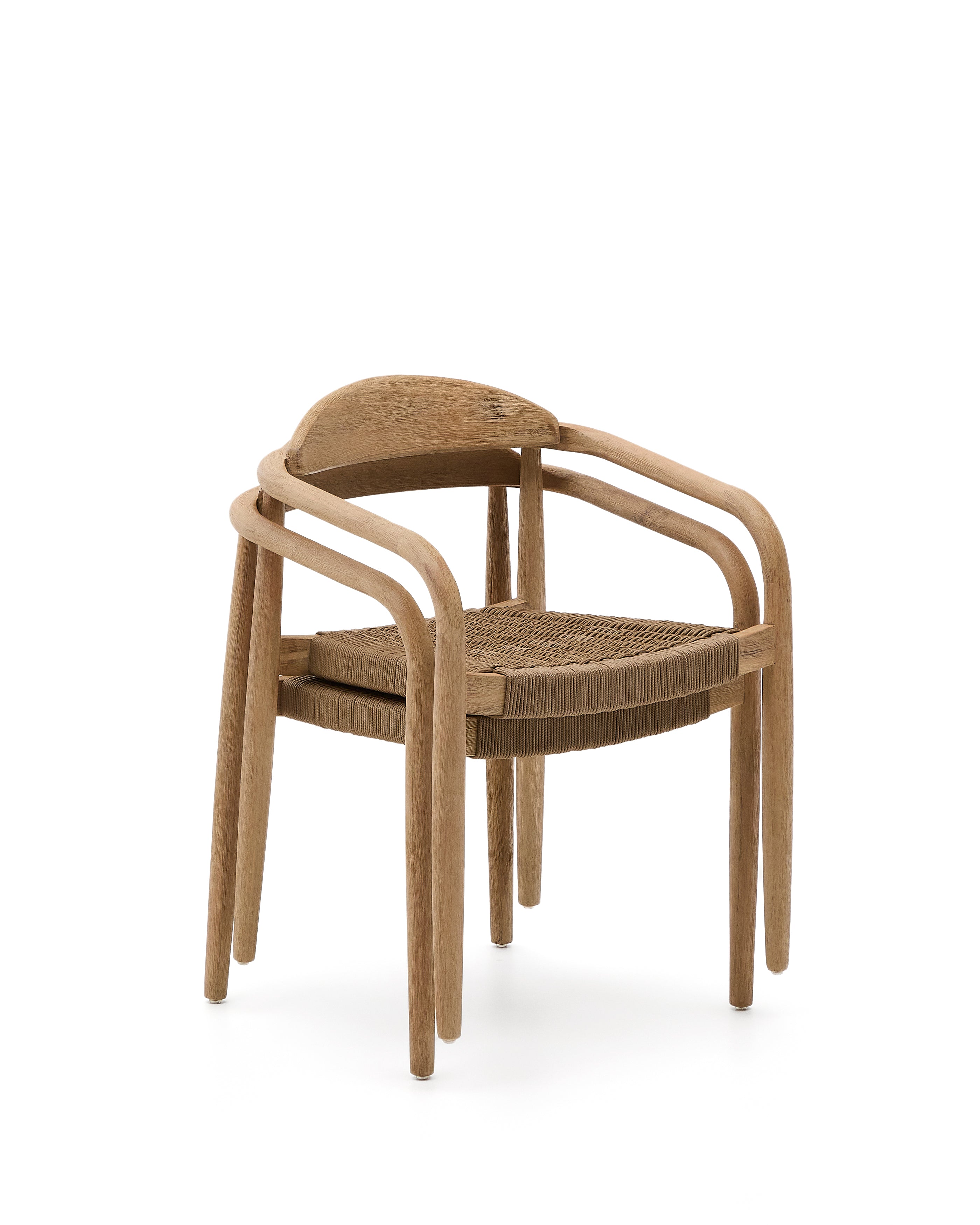 Nina stackable chair in solid acacia wood and beige rope seat FSC 100% - Product Image