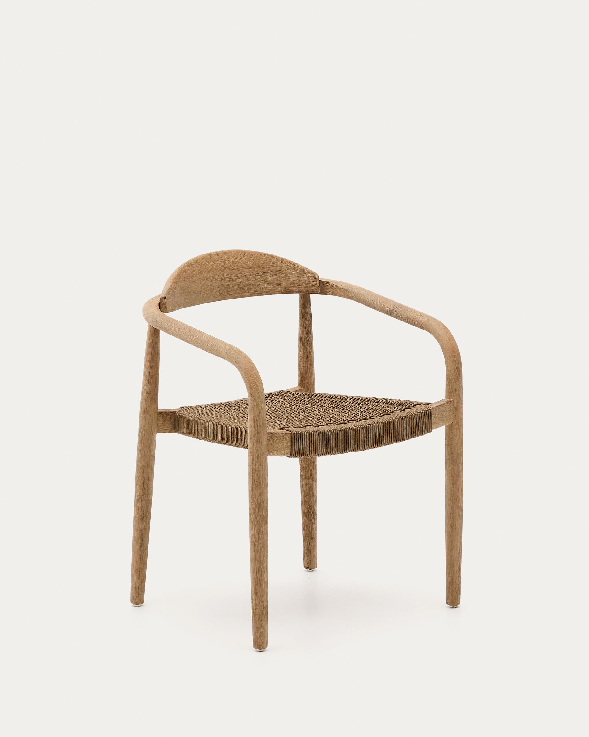 Nina stackable chair in solid acacia wood and beige rope seat FSC 100% - Product View