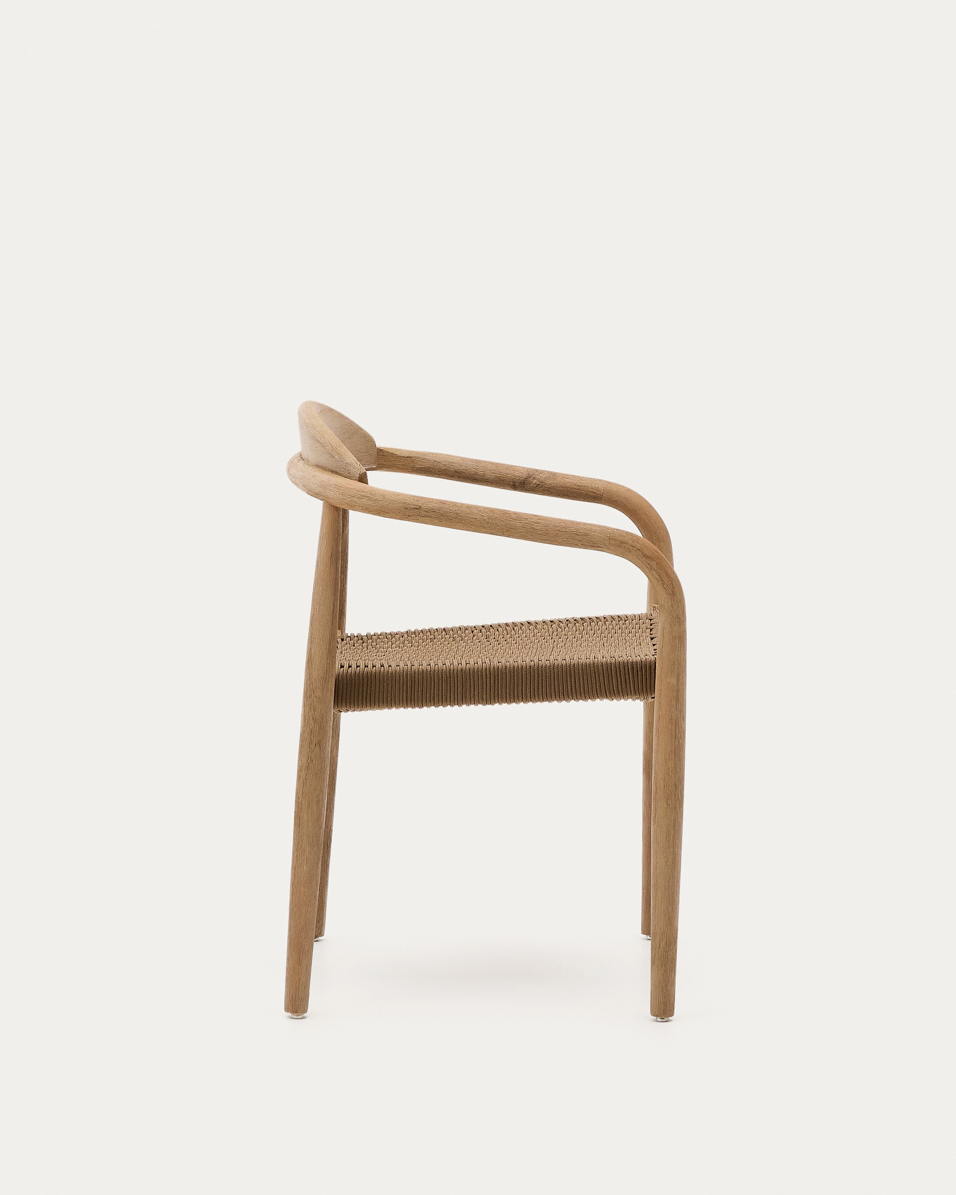 Nina stackable chair in solid acacia wood and beige rope seat FSC 100% - Product View