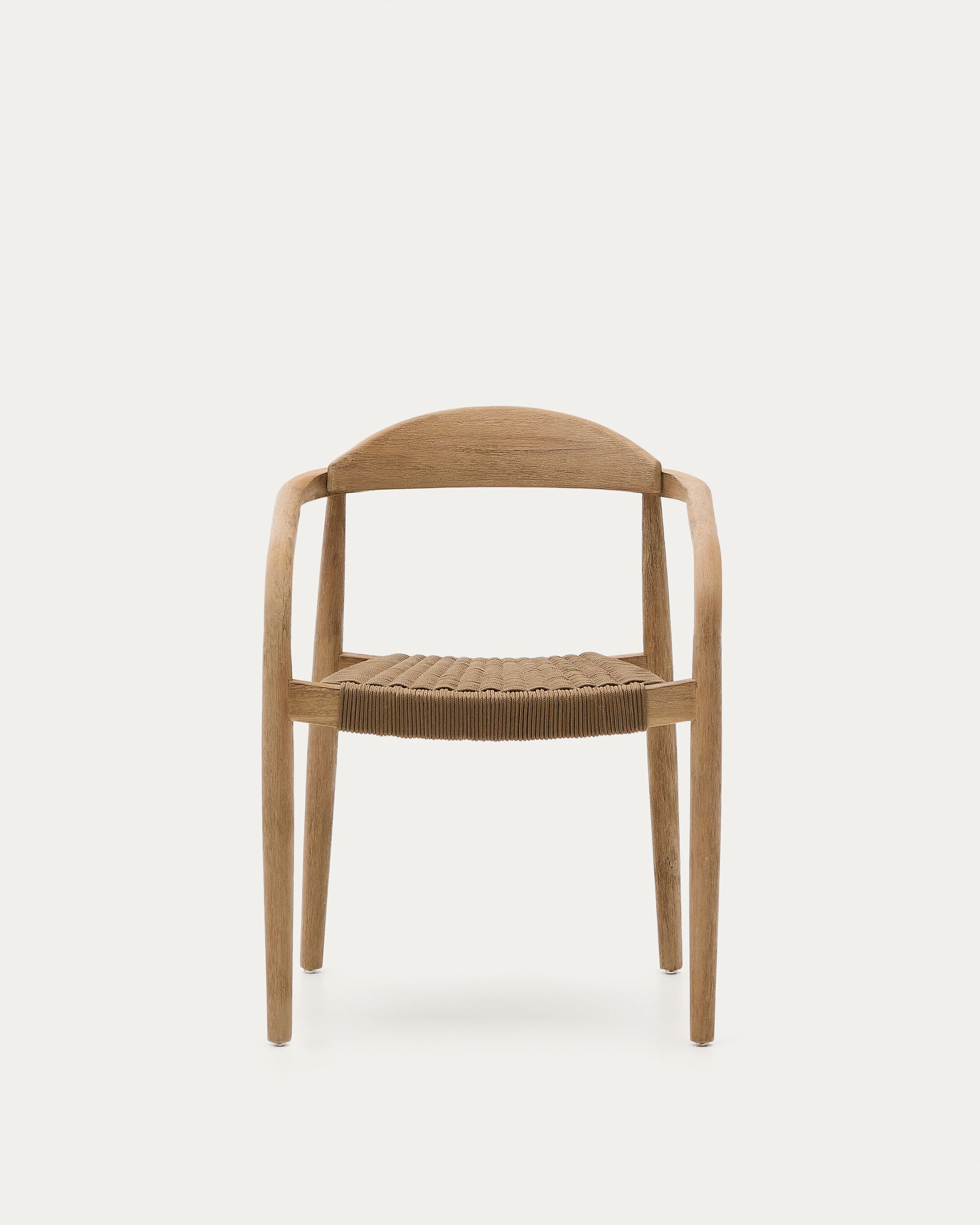 Nina stackable chair in solid acacia wood and beige rope seat FSC 100% - Product View