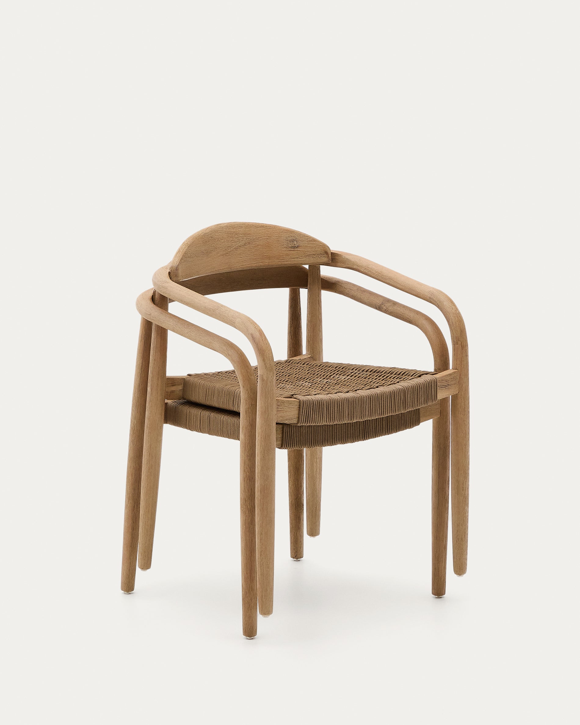 Nina stackable chair in solid acacia wood and beige rope seat FSC 100% - Product View