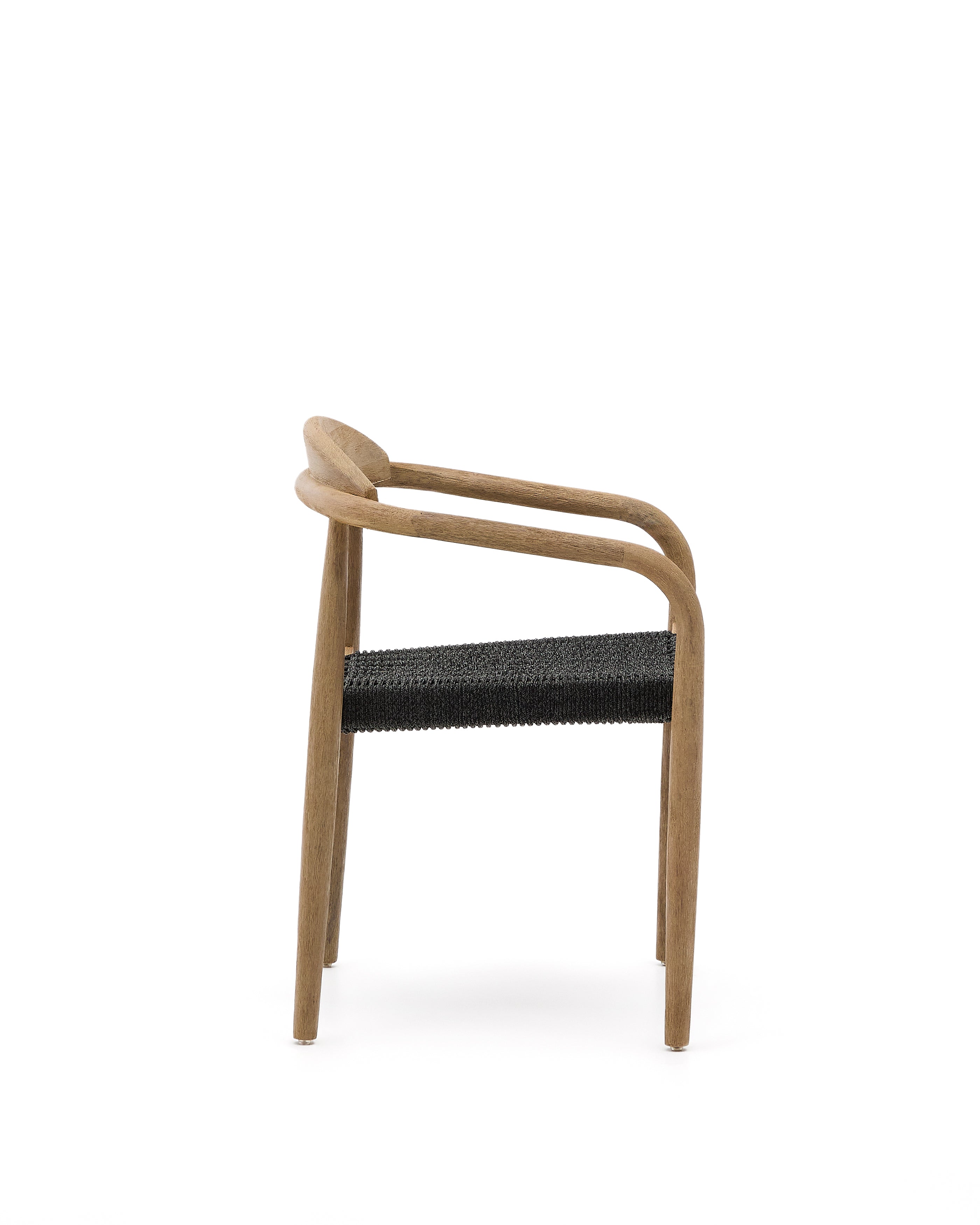 Nina stackable chair in solid acacia wood and black rope seat FSC 100% - Product Image