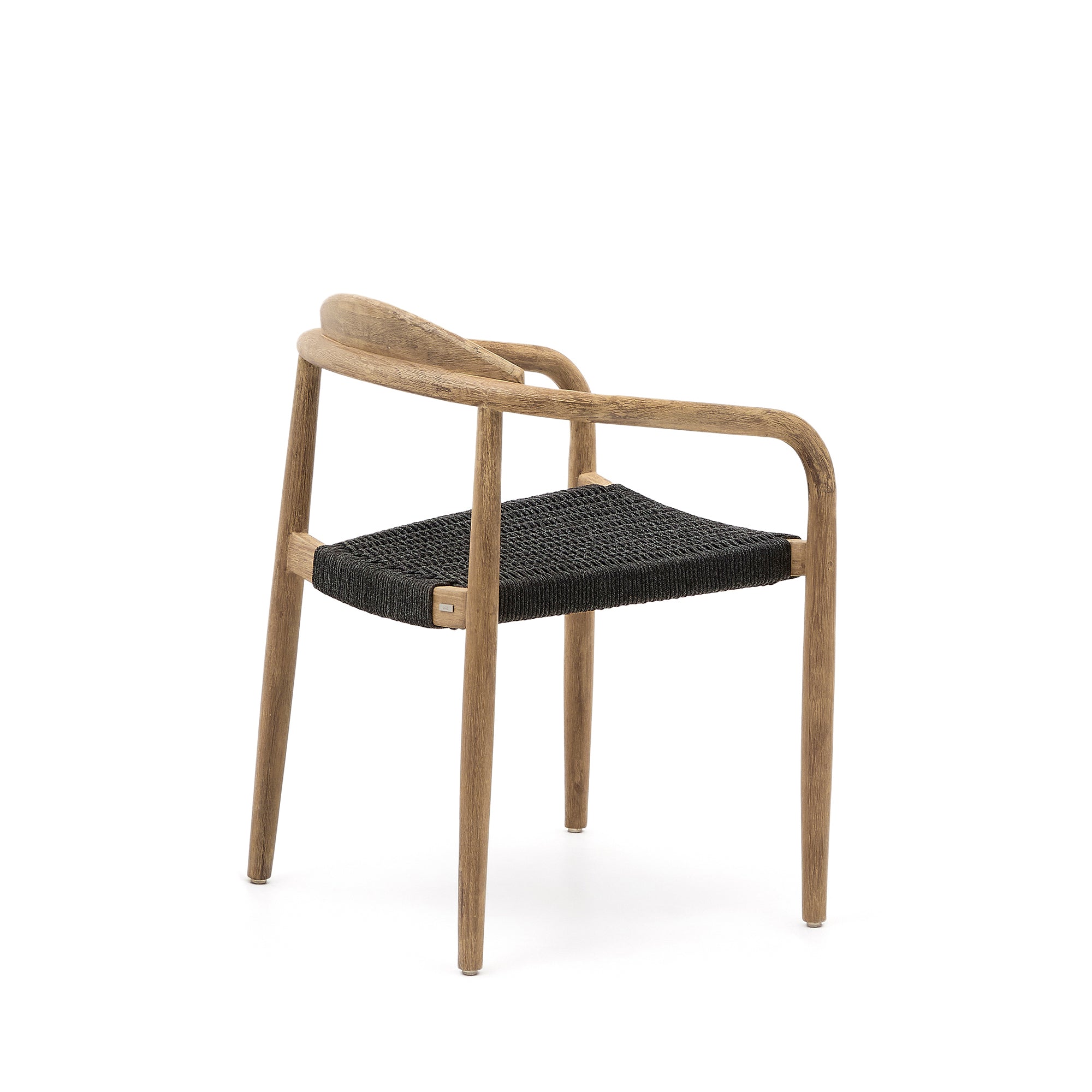 Nina stackable chair in solid acacia wood and black rope seat FSC 100% - Product Image