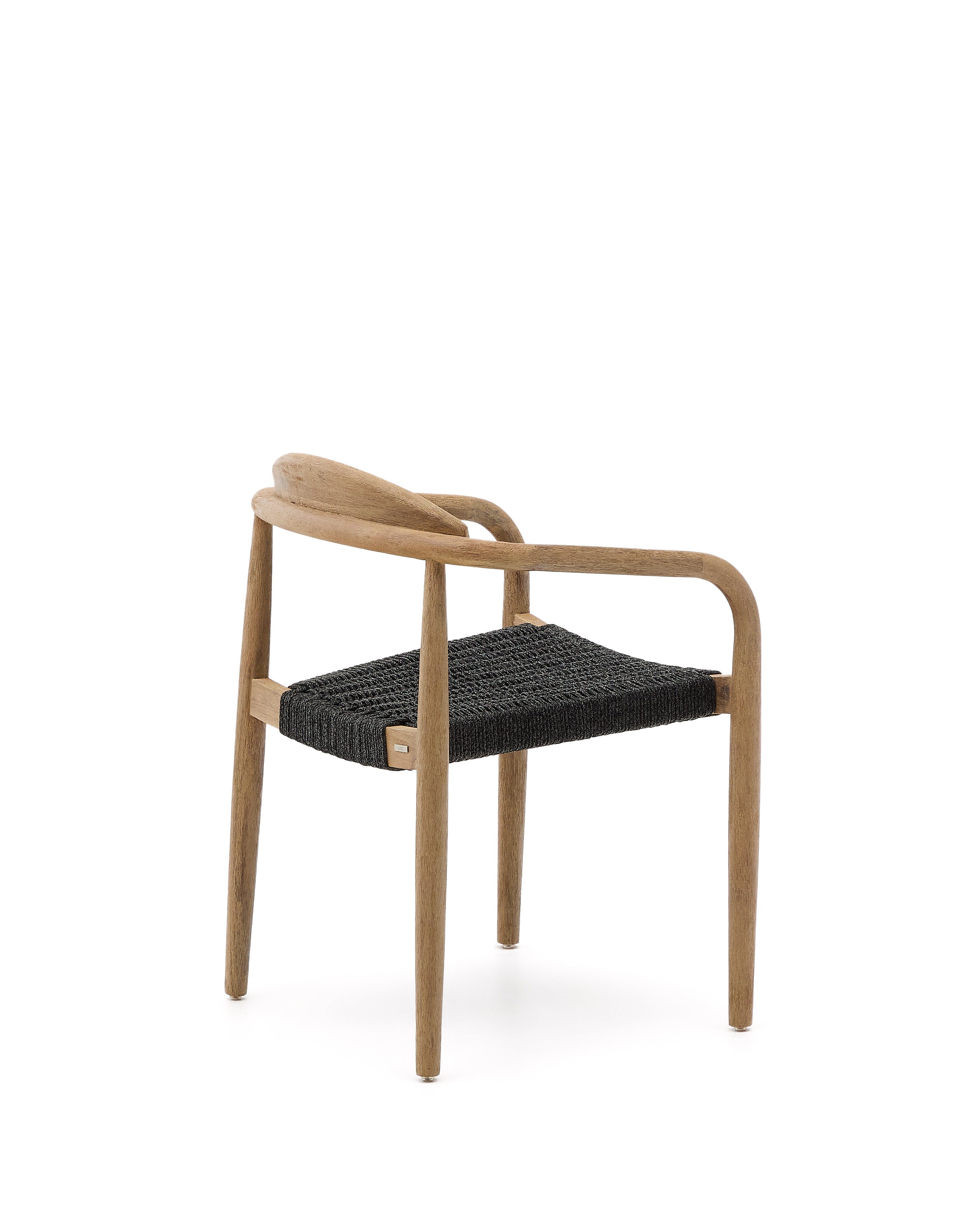 Nina stackable chair in solid acacia wood and black rope seat FSC 100% - Product Image