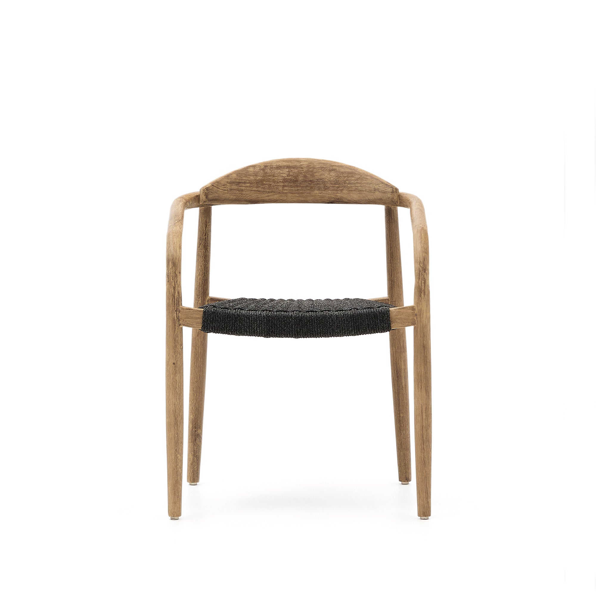 Nina stackable chair in solid acacia wood and black rope seat FSC 100% - Product Image